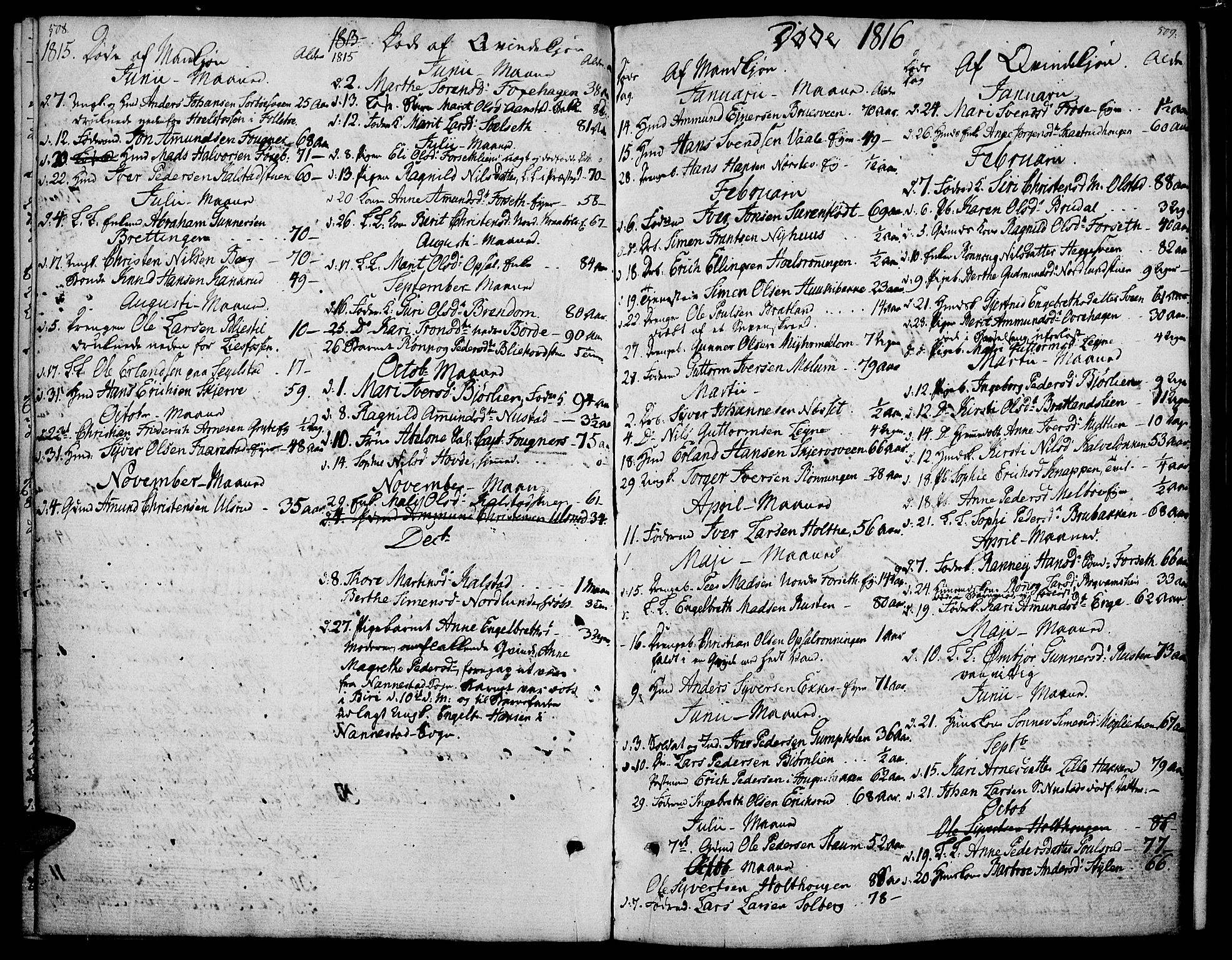 Gausdal prestekontor, SAH/PREST-090/H/Ha/Haa/L0004: Parish register (official) no. 4, 1809-1817, p. 508-509