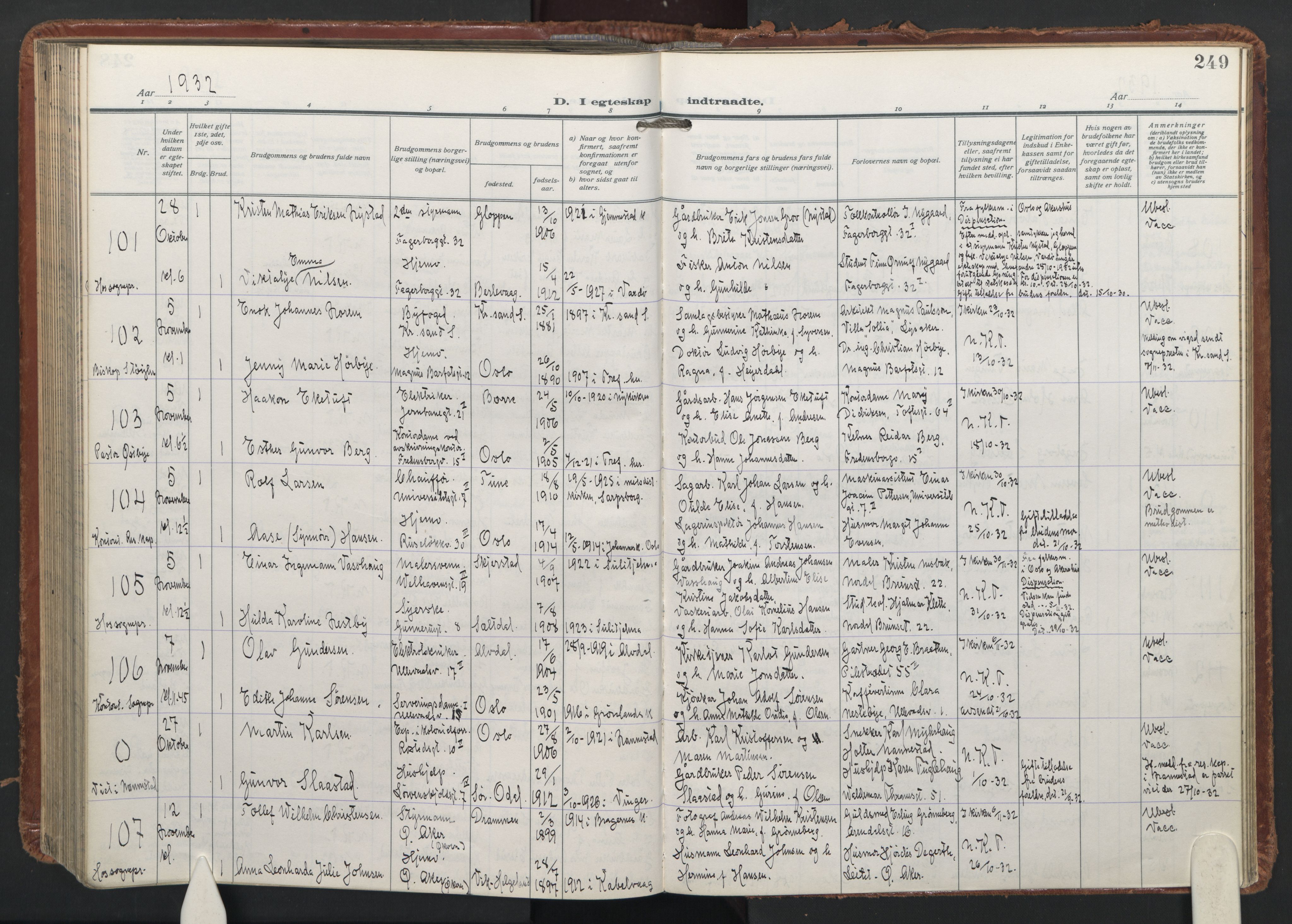 Trefoldighet prestekontor Kirkebøker, AV/SAO-A-10882/F/Fc/L0009: Parish register (official) no. III 9, 1922-1936, p. 249