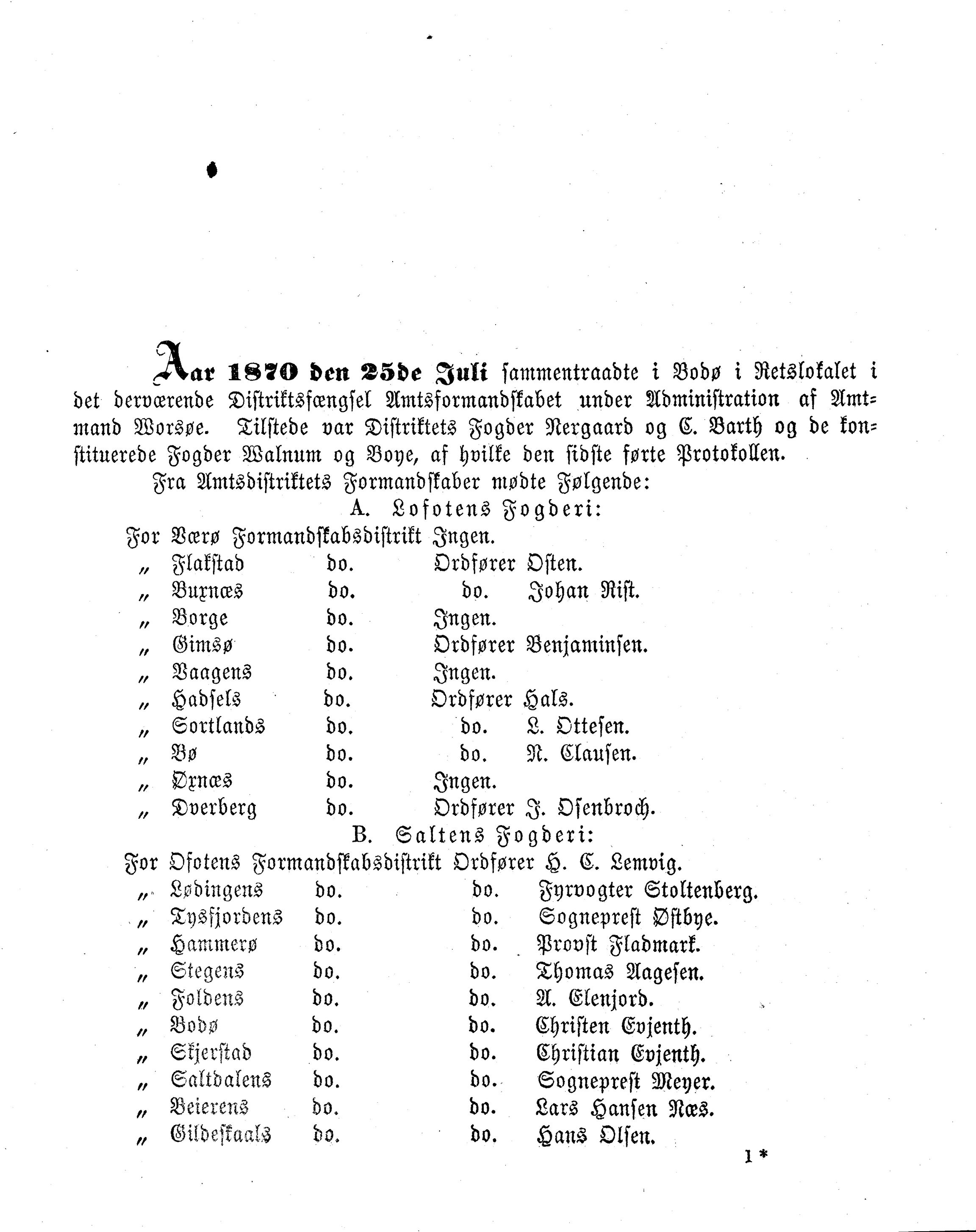 Nordland Fylkeskommune. Fylkestinget, AIN/NFK-17/176/A/Ac/L0006: Fylkestingsforhandlinger 1870, 1870