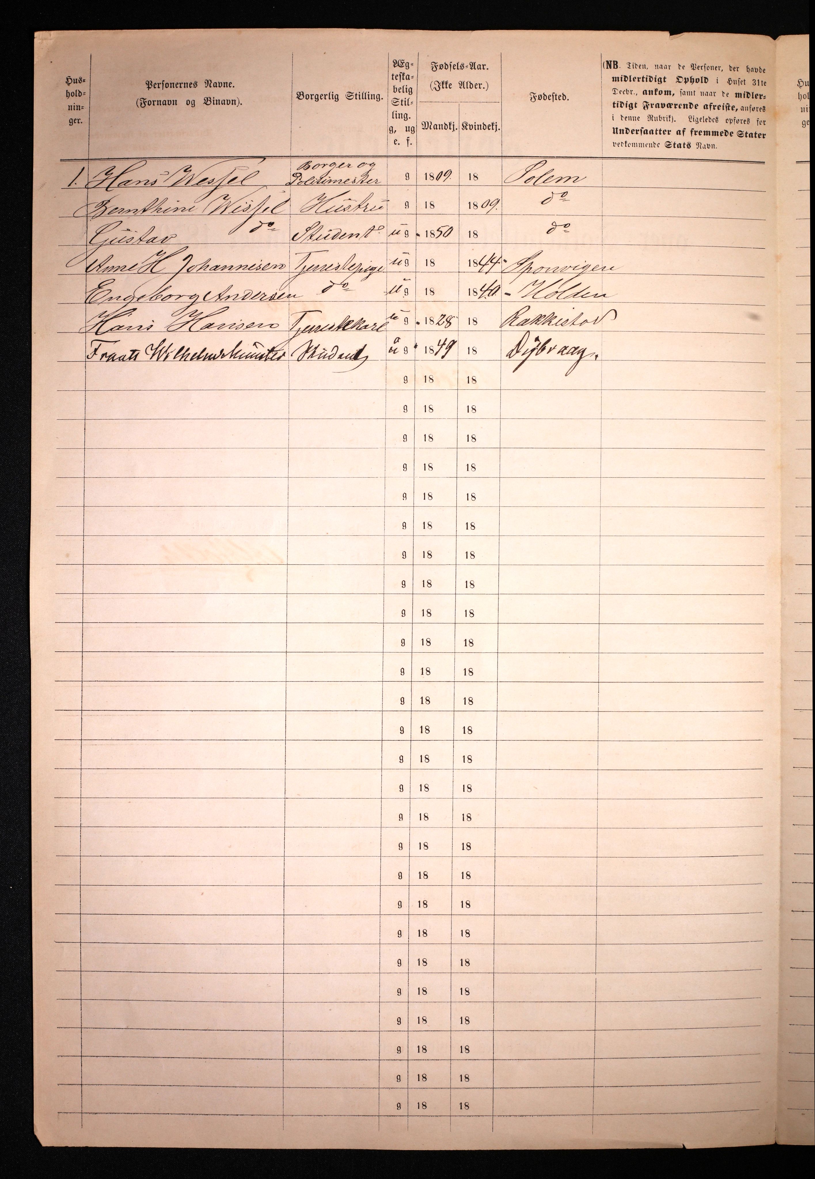 RA, 1870 census for 0101 Fredrikshald, 1870, p. 1467
