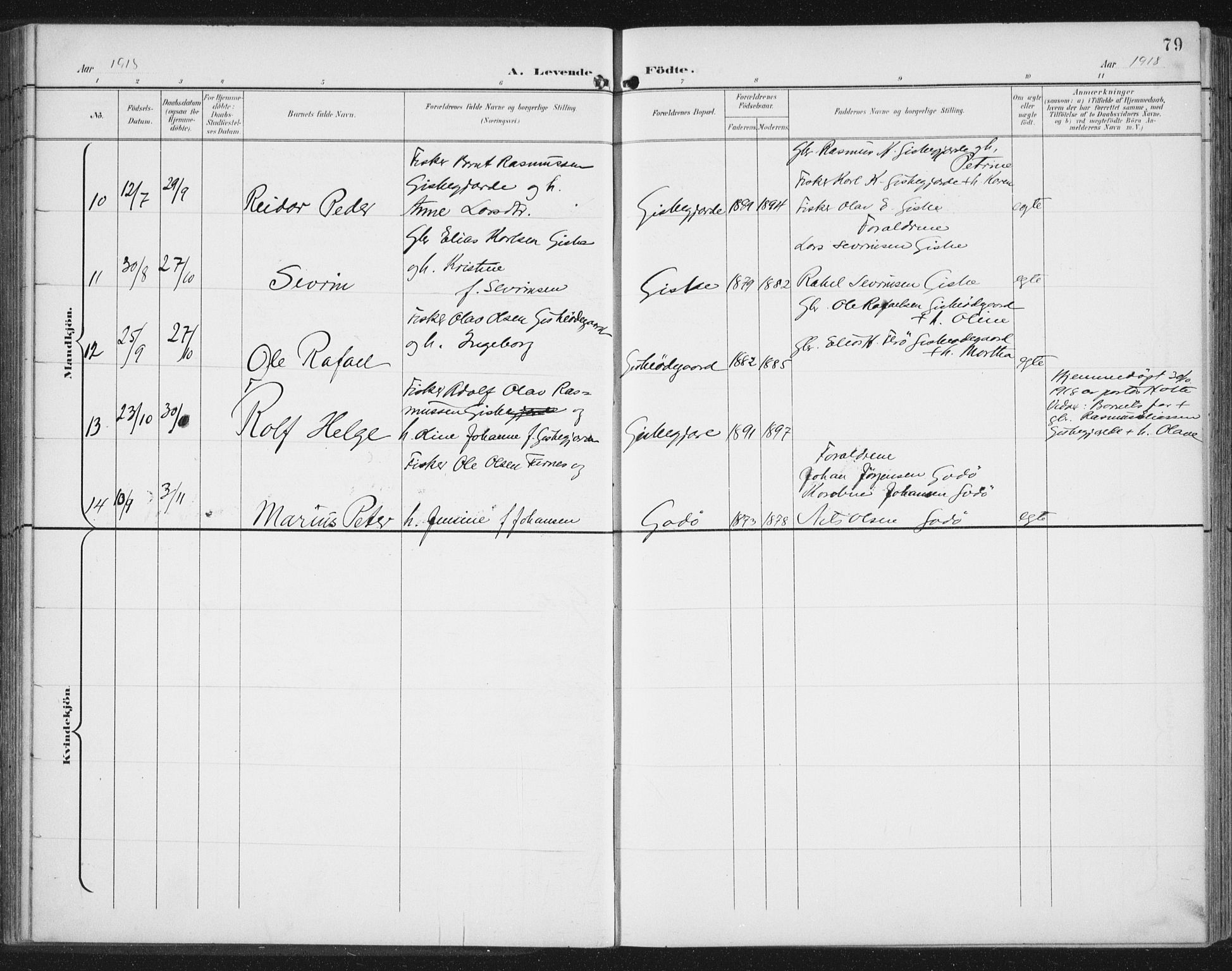 Ministerialprotokoller, klokkerbøker og fødselsregistre - Møre og Romsdal, AV/SAT-A-1454/534/L0489: Parish register (copy) no. 534C01, 1899-1941, p. 79