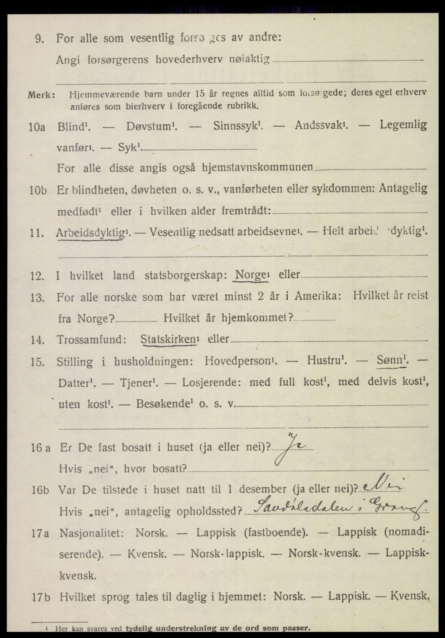 SAT, 1920 census for Nordli, 1920, p. 1374