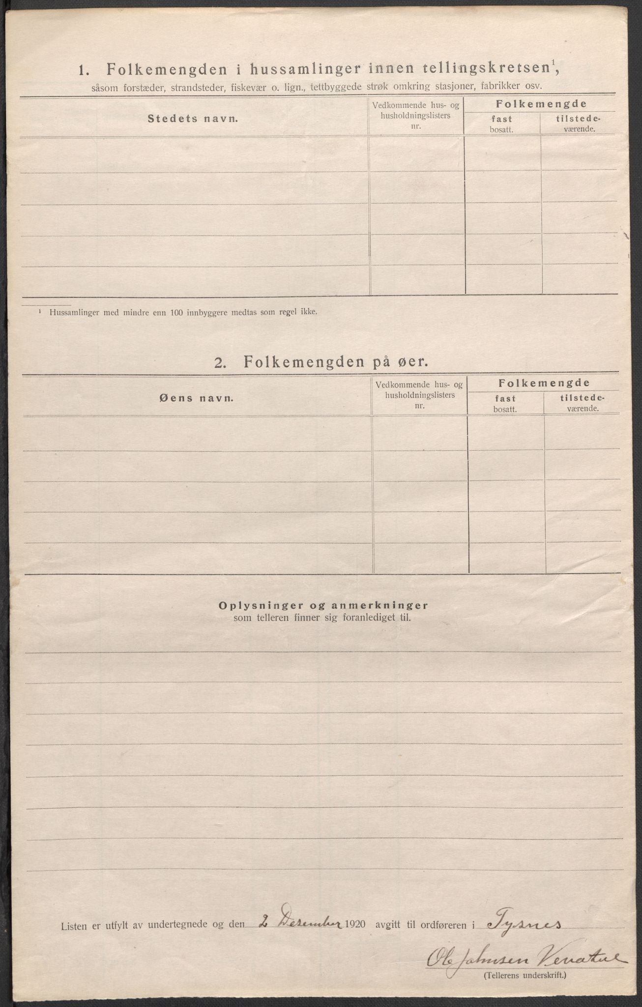 SAB, 1920 census for Tysnes, 1920, p. 40