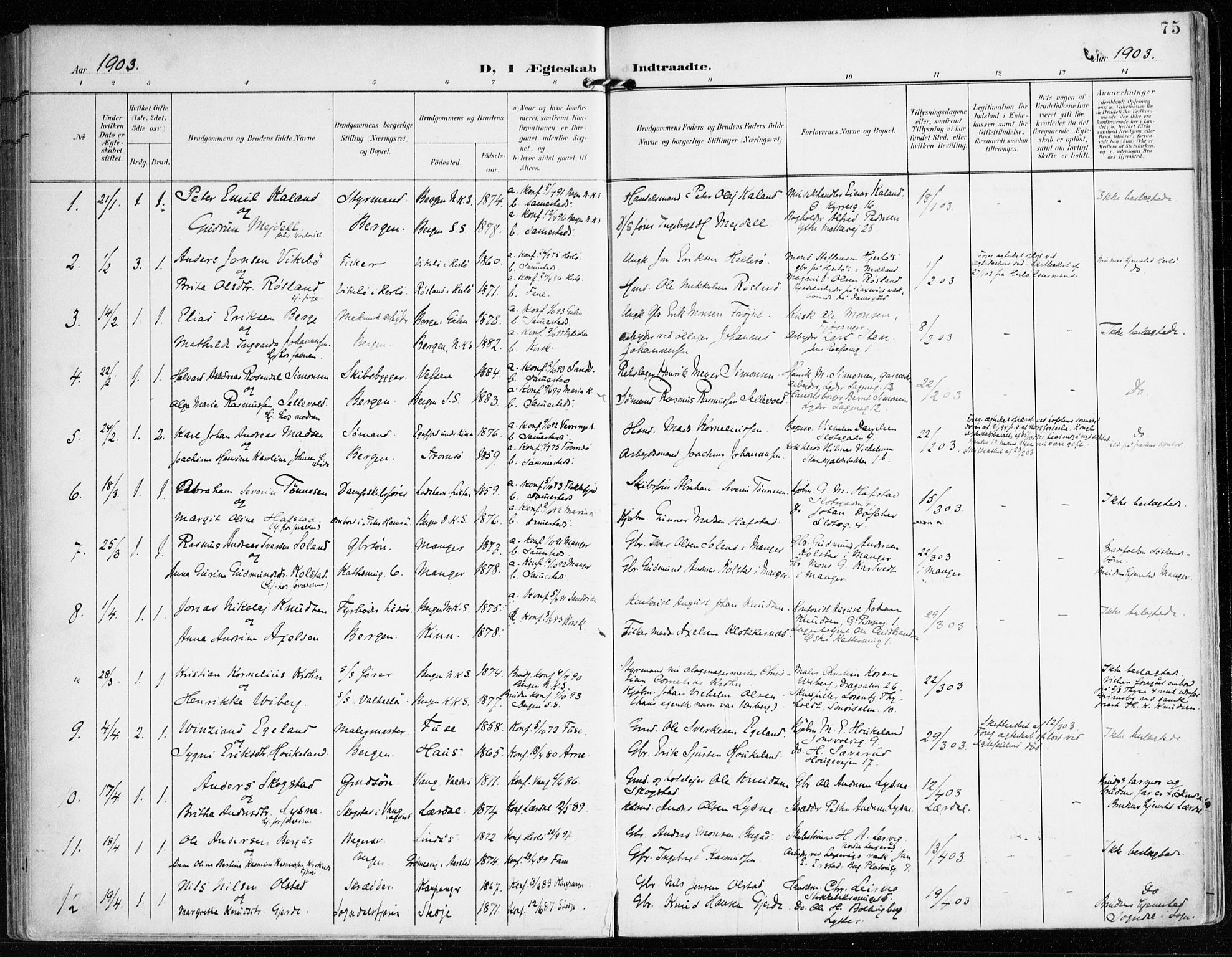 Mariakirken Sokneprestembete, AV/SAB-A-76901/H/Haa/L0014: Parish register (official) no. C 2, 1900-1916, p. 75