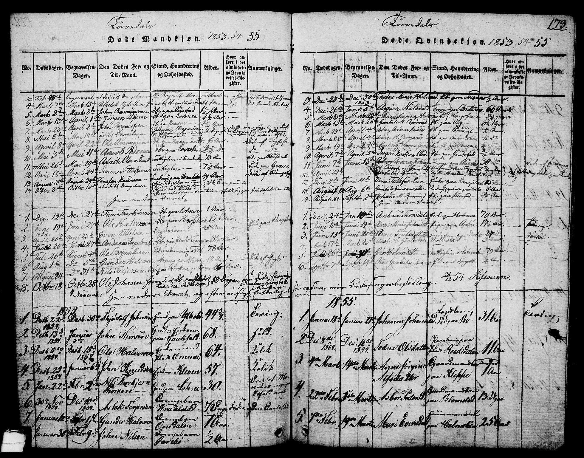 Drangedal kirkebøker, SAKO/A-258/G/Ga/L0001: Parish register (copy) no. I 1 /2, 1814-1856, p. 173