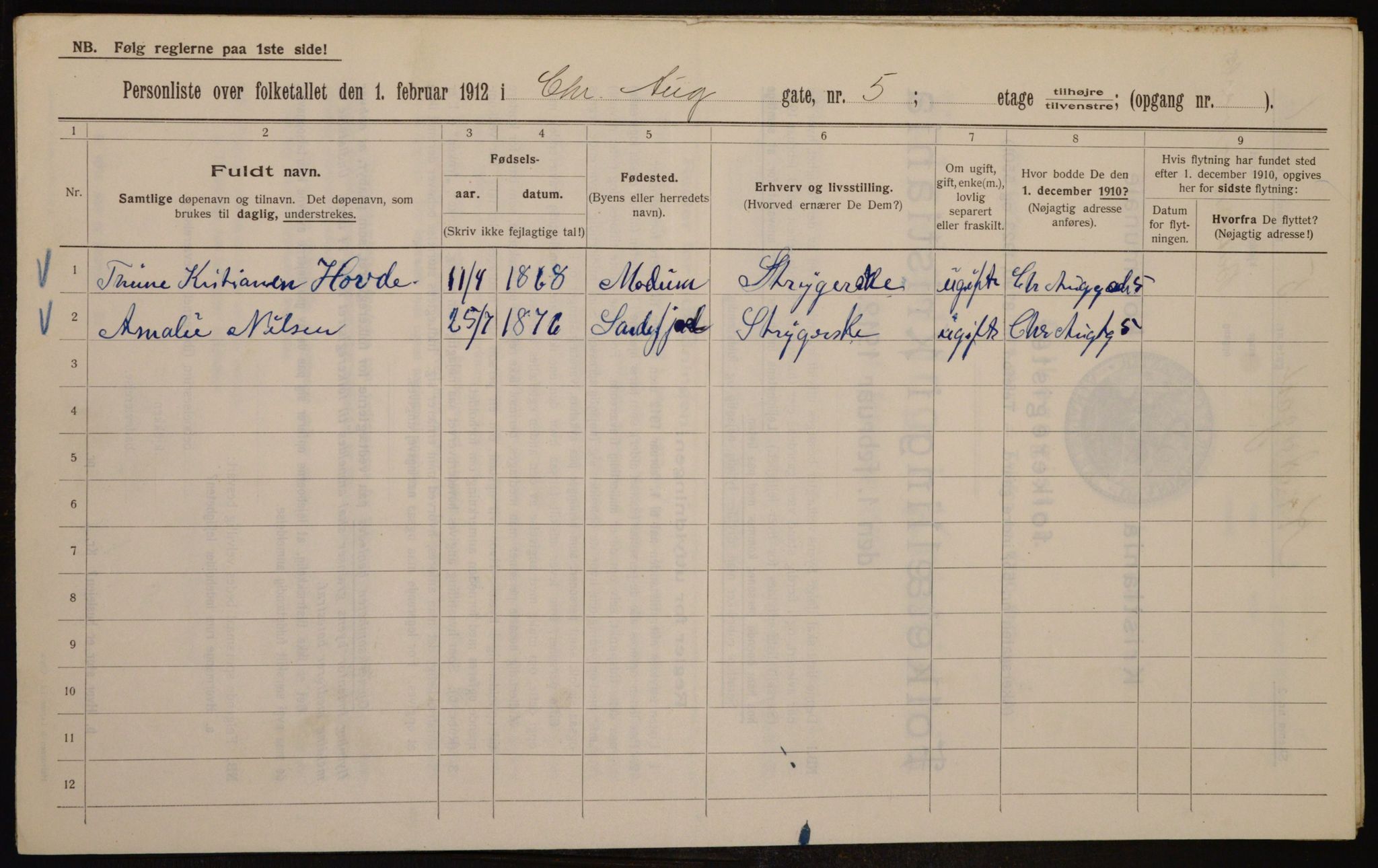 OBA, Municipal Census 1912 for Kristiania, 1912, p. 54209