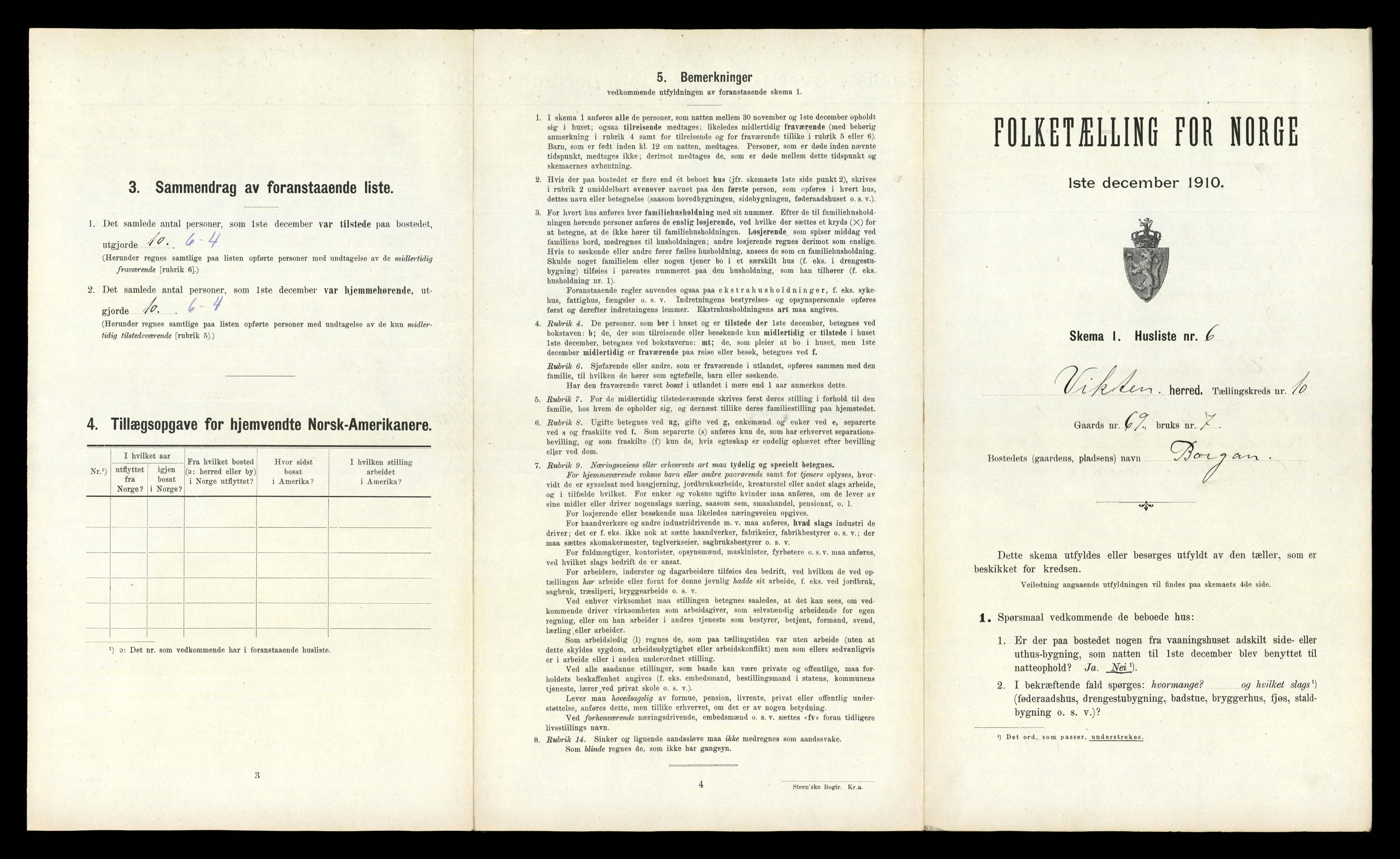 RA, 1910 census for Vikna, 1910, p. 925