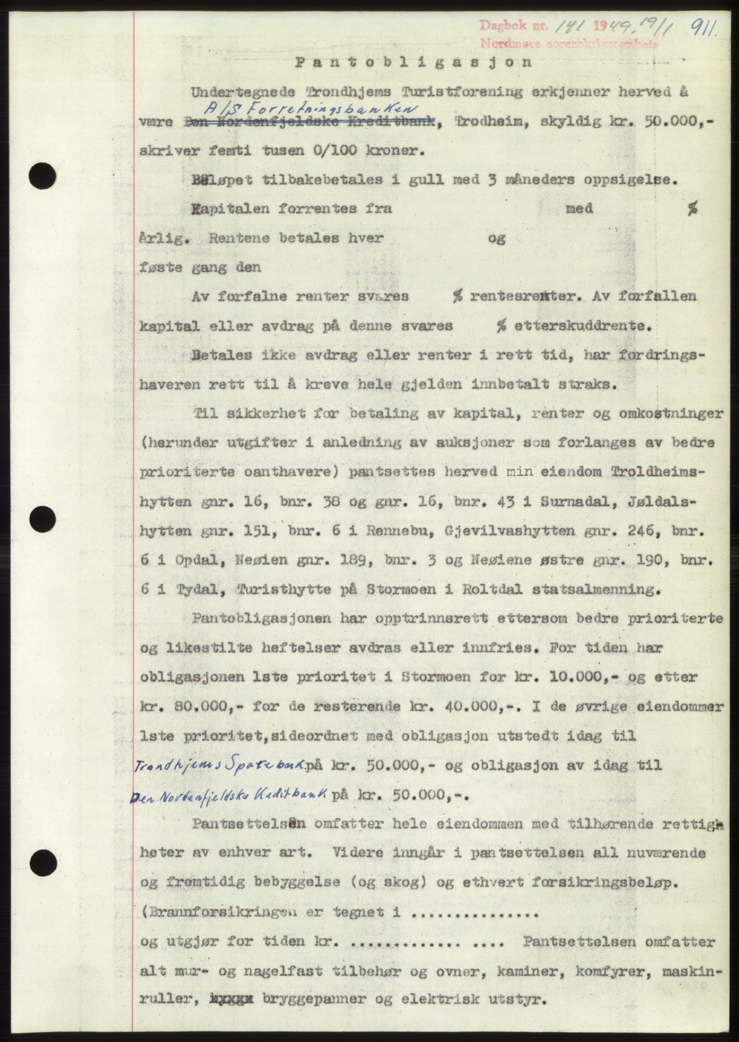 Nordmøre sorenskriveri, AV/SAT-A-4132/1/2/2Ca: Mortgage book no. B97, 1947-1948, Diary no: : 141/1948