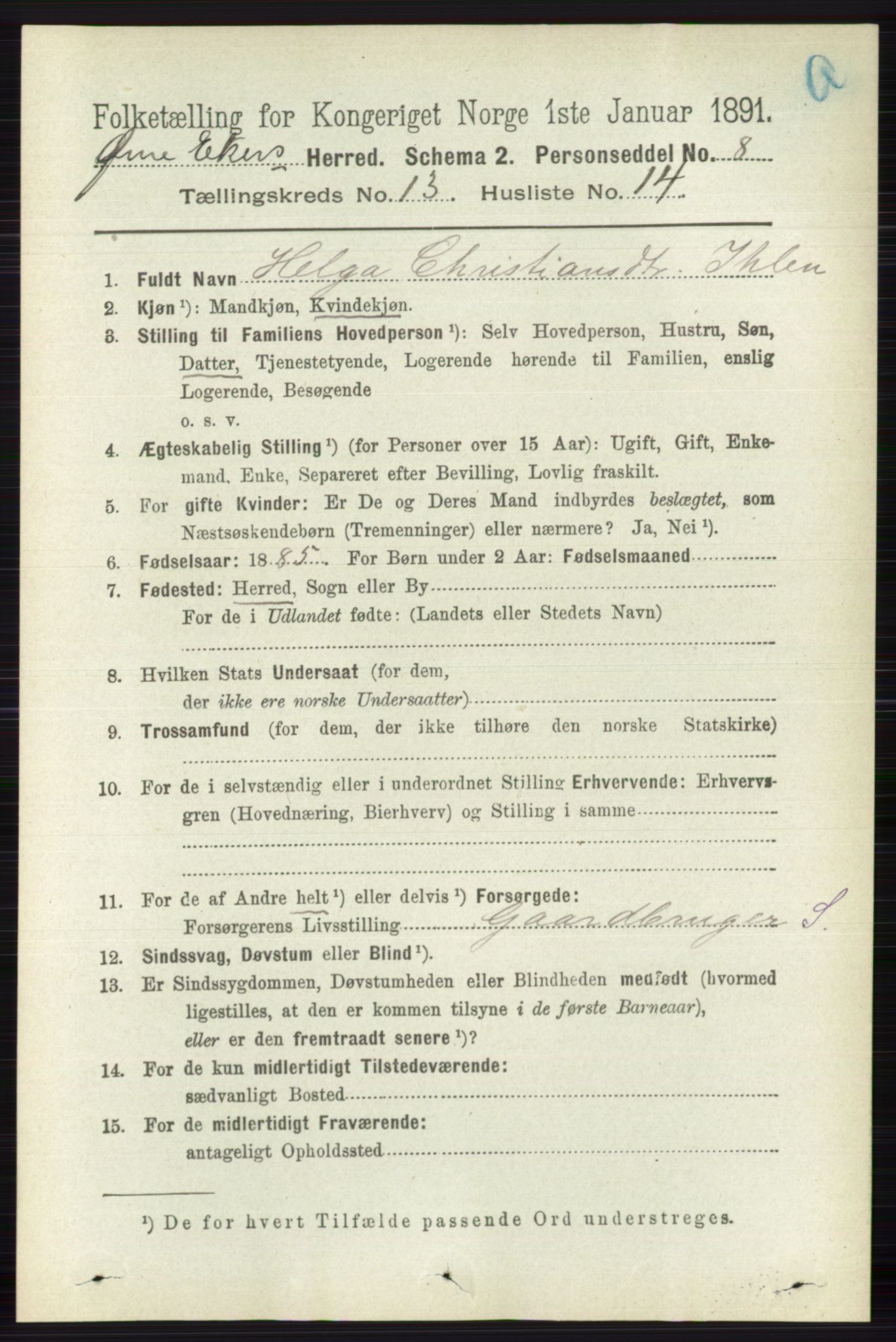 RA, 1891 census for 0624 Øvre Eiker, 1891, p. 5966