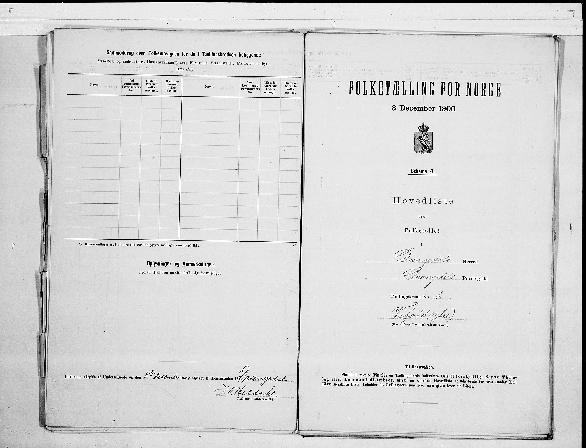 SAKO, 1900 census for Drangedal, 1900, p. 8