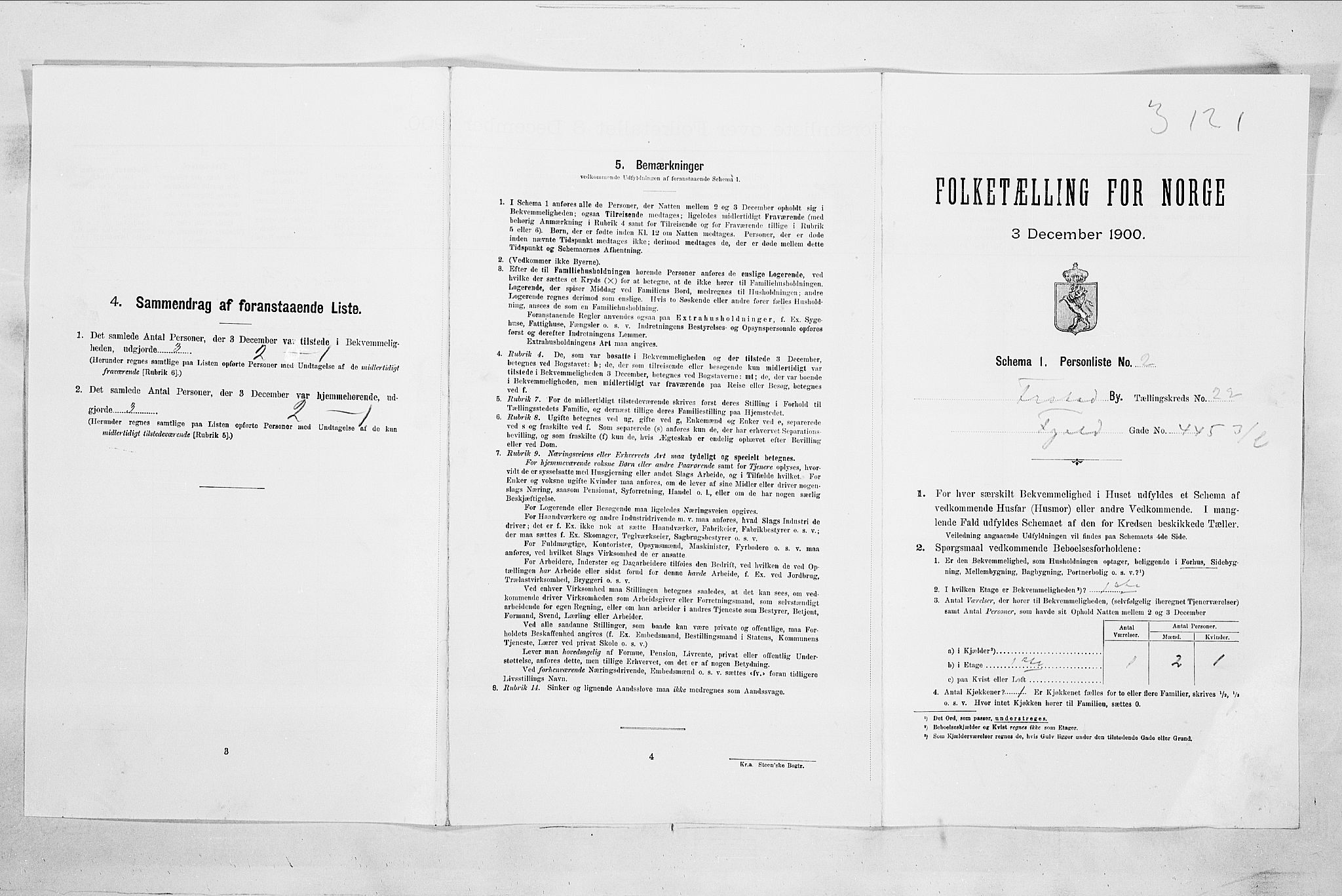 SAO, 1900 census for Fredrikstad, 1900