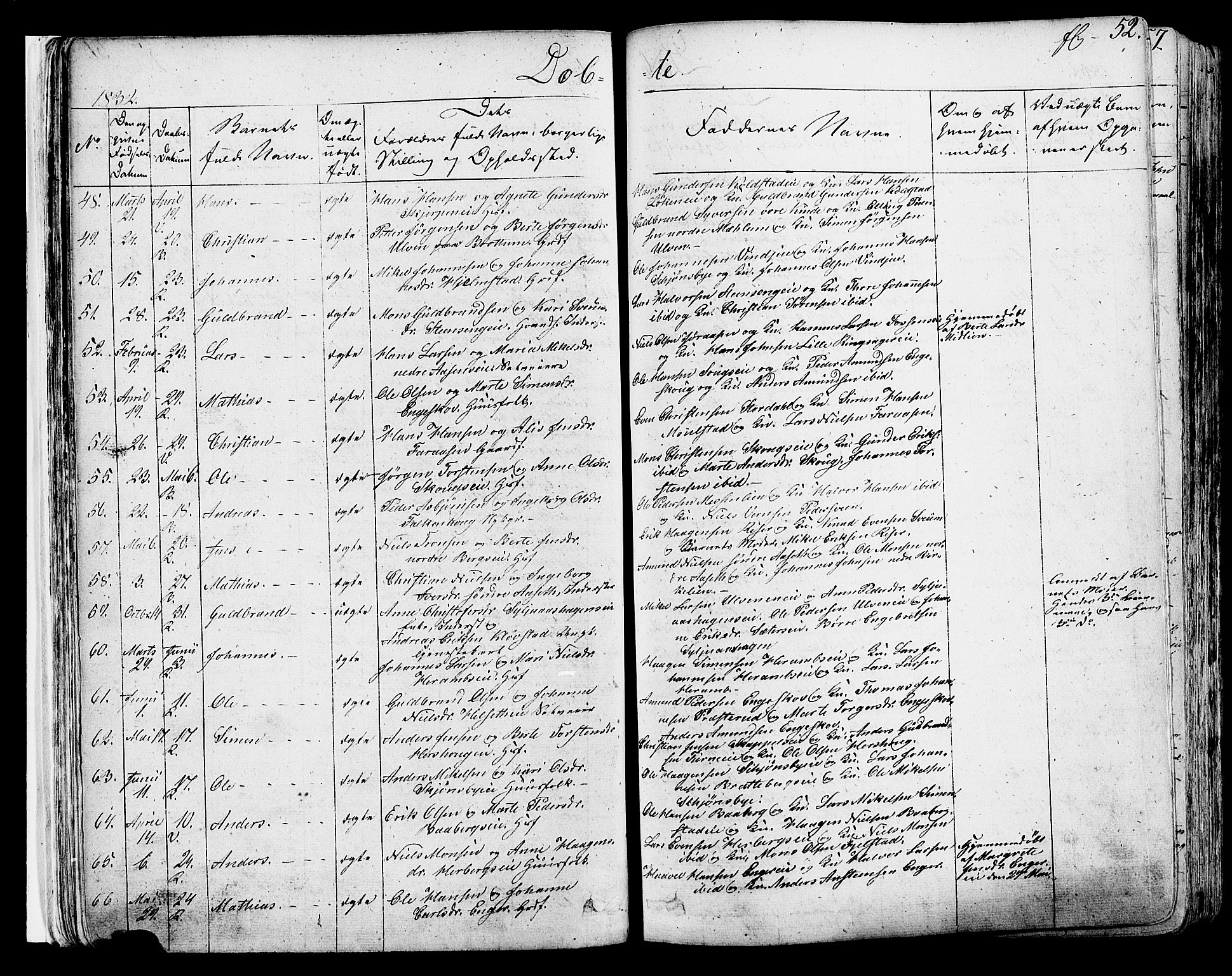 Ringsaker prestekontor, AV/SAH-PREST-014/K/Ka/L0007: Parish register (official) no. 7A, 1826-1837, p. 52