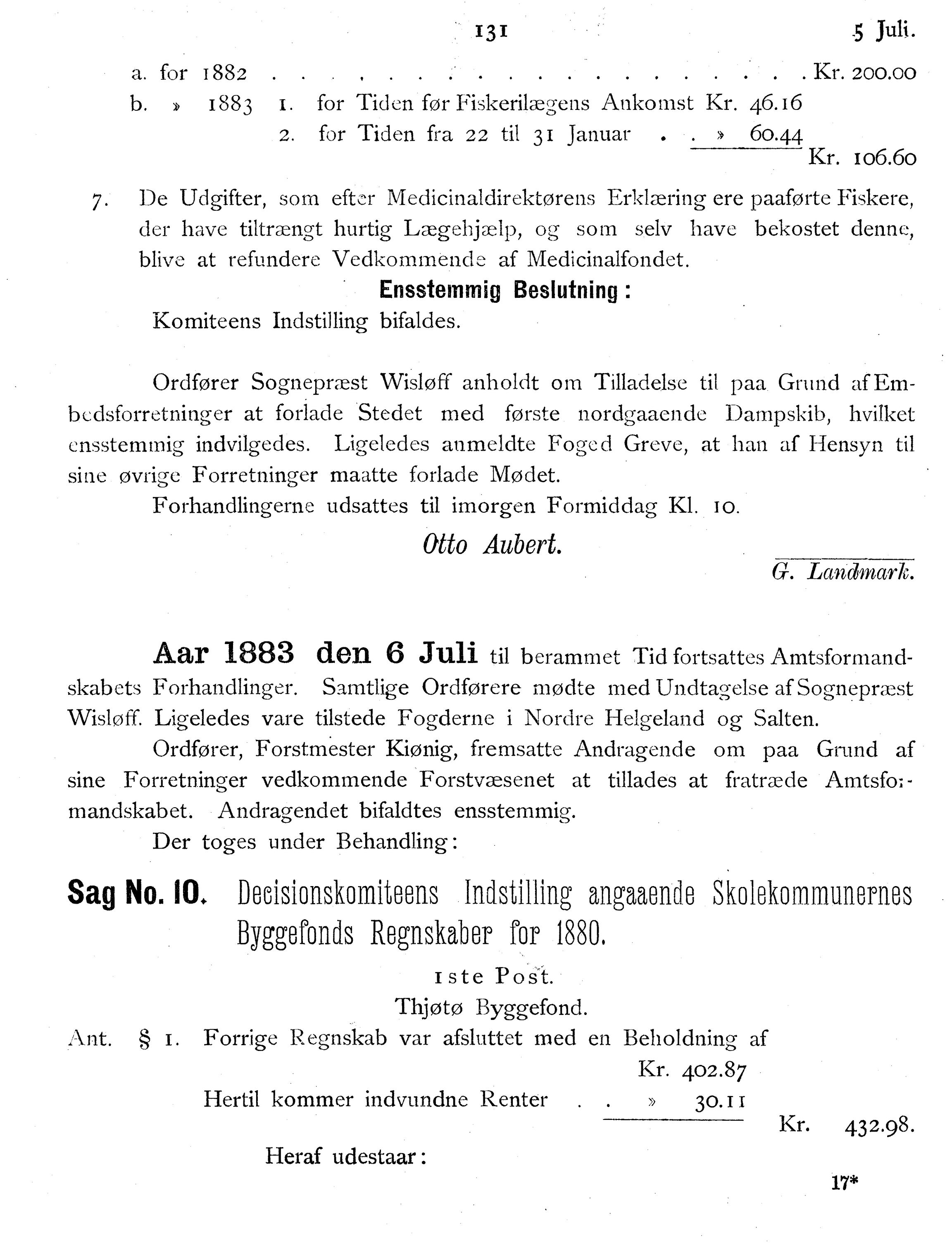 Nordland Fylkeskommune. Fylkestinget, AIN/NFK-17/176/A/Ac/L0014: Fylkestingsforhandlinger 1881-1885, 1881-1885, p. 131
