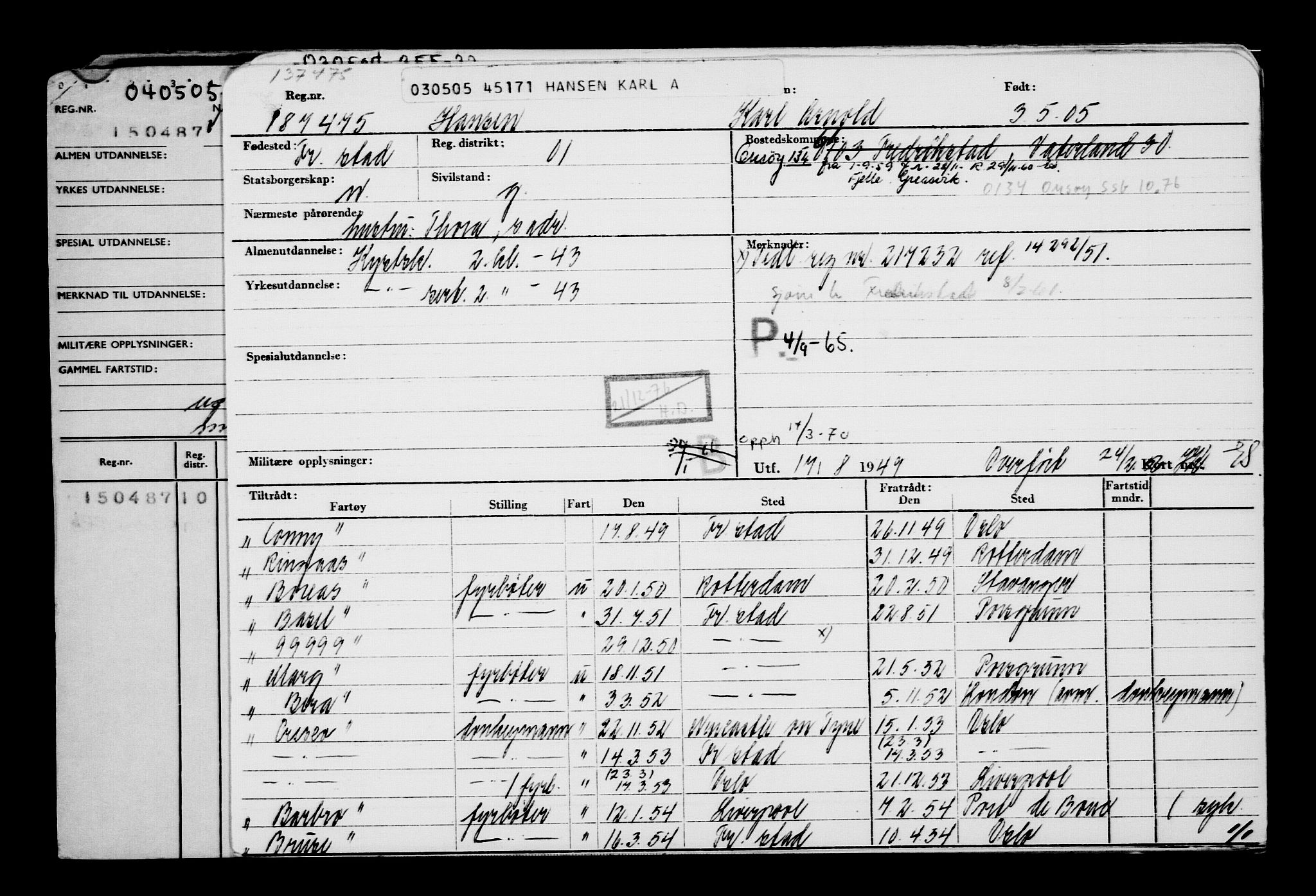 Direktoratet for sjømenn, AV/RA-S-3545/G/Gb/L0059: Hovedkort, 1905, p. 21