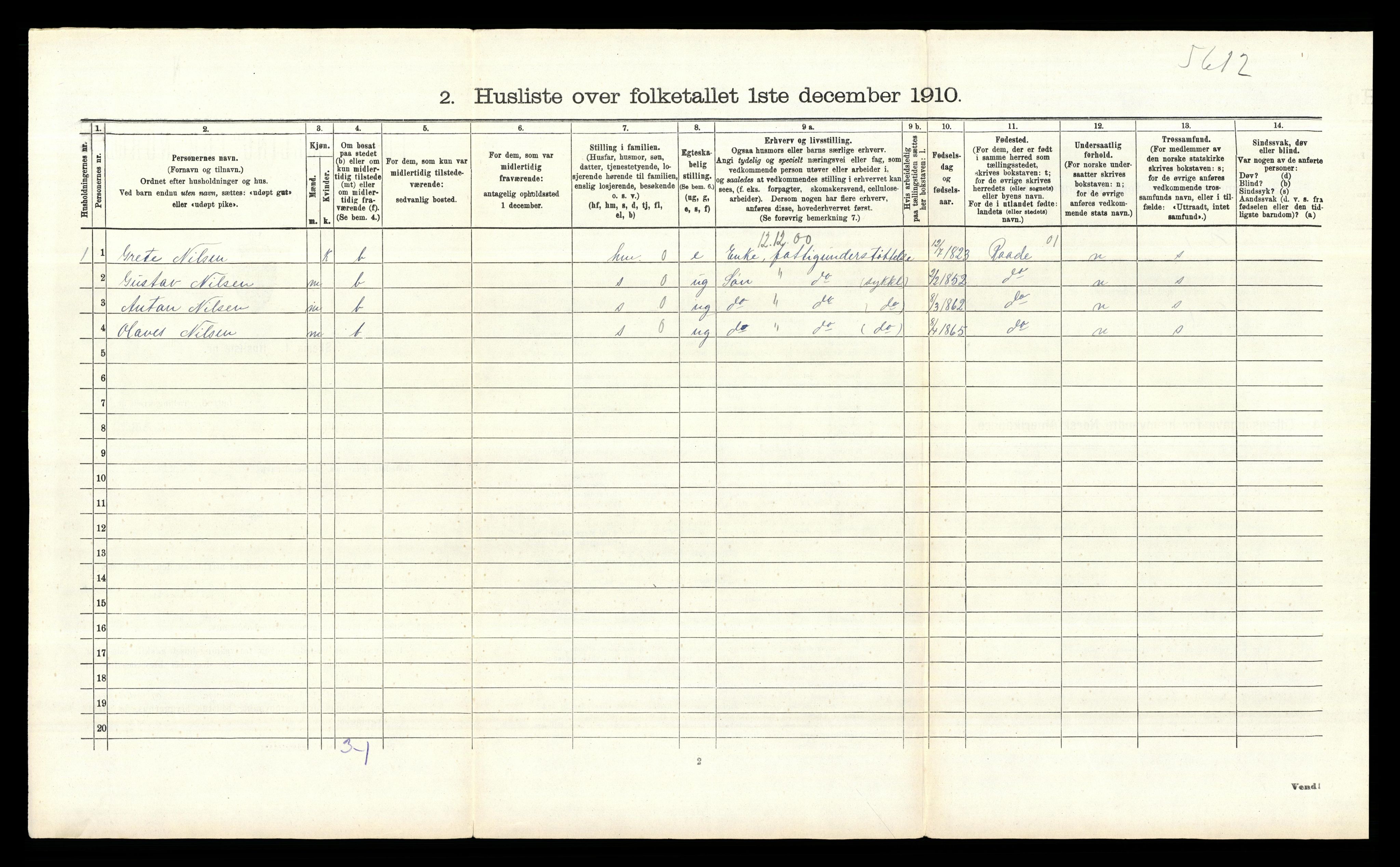 RA, 1910 census for Rygge, 1910, p. 445