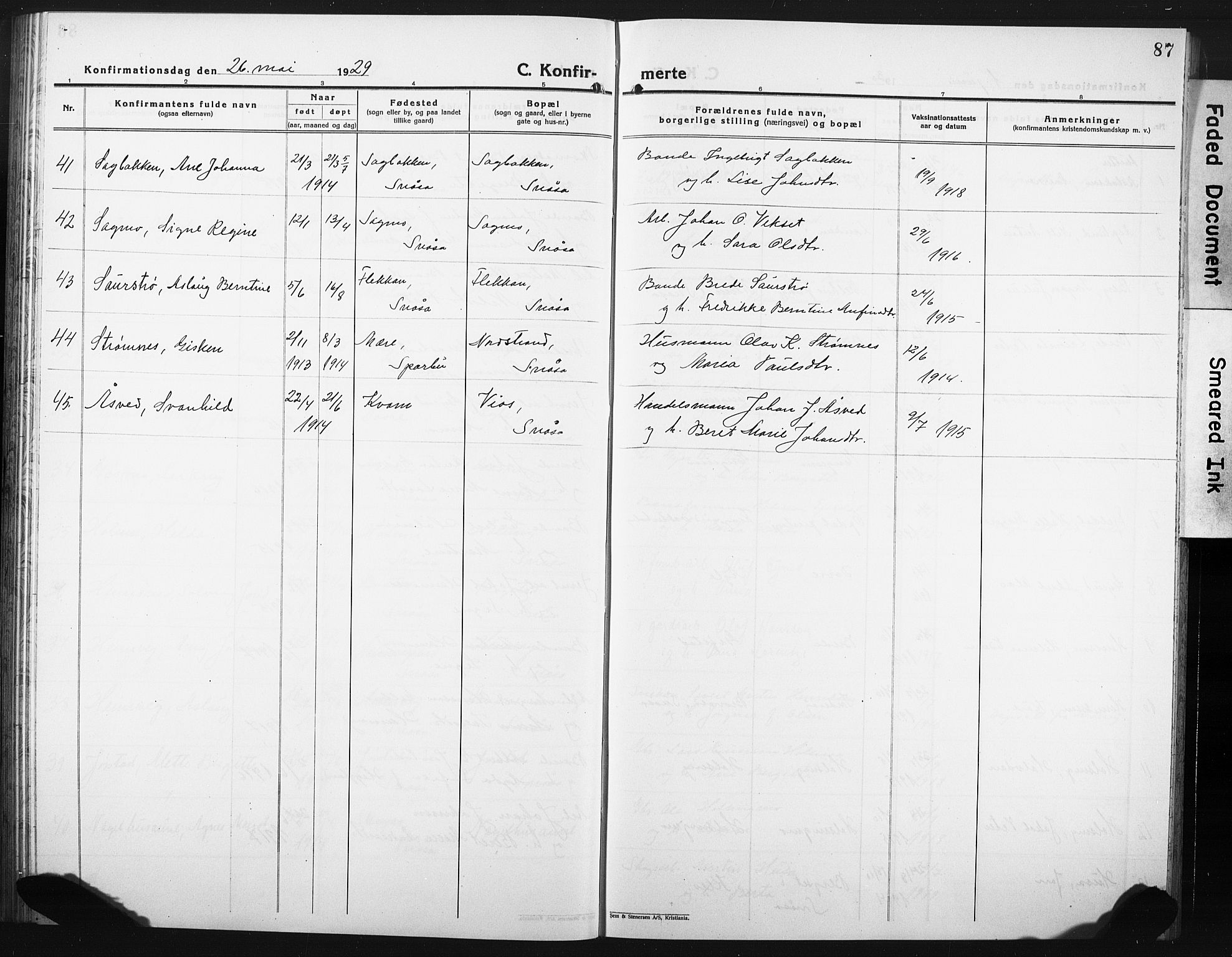Ministerialprotokoller, klokkerbøker og fødselsregistre - Nord-Trøndelag, SAT/A-1458/749/L0480: Parish register (copy) no. 749C02, 1924-1932, p. 87