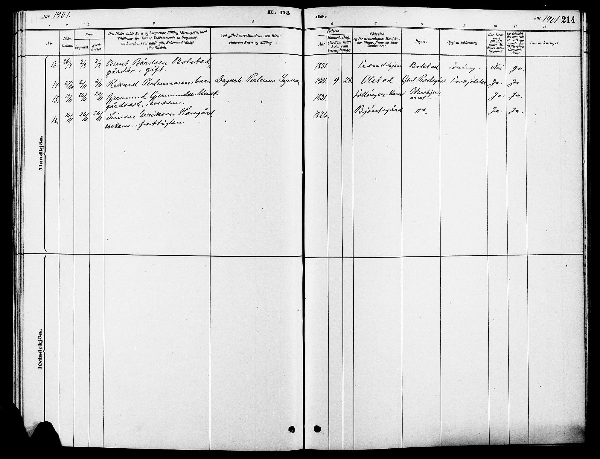 Rendalen prestekontor, SAH/PREST-054/H/Ha/Hab/L0003: Parish register (copy) no. 3, 1879-1904, p. 214
