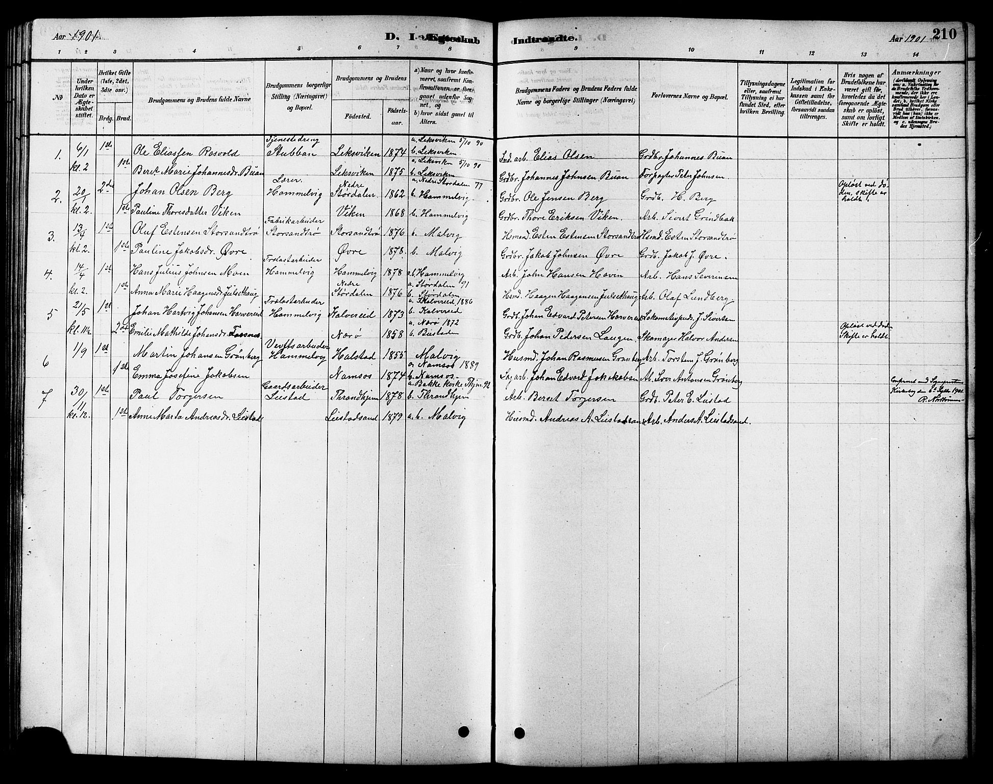 Ministerialprotokoller, klokkerbøker og fødselsregistre - Sør-Trøndelag, SAT/A-1456/616/L0423: Parish register (copy) no. 616C06, 1878-1903, p. 210