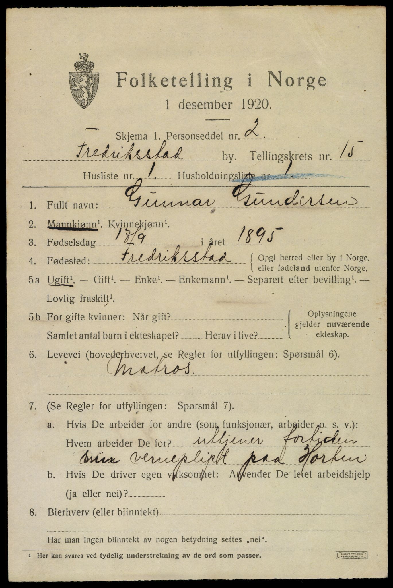 SAO, 1920 census for Fredrikstad, 1920, p. 34855