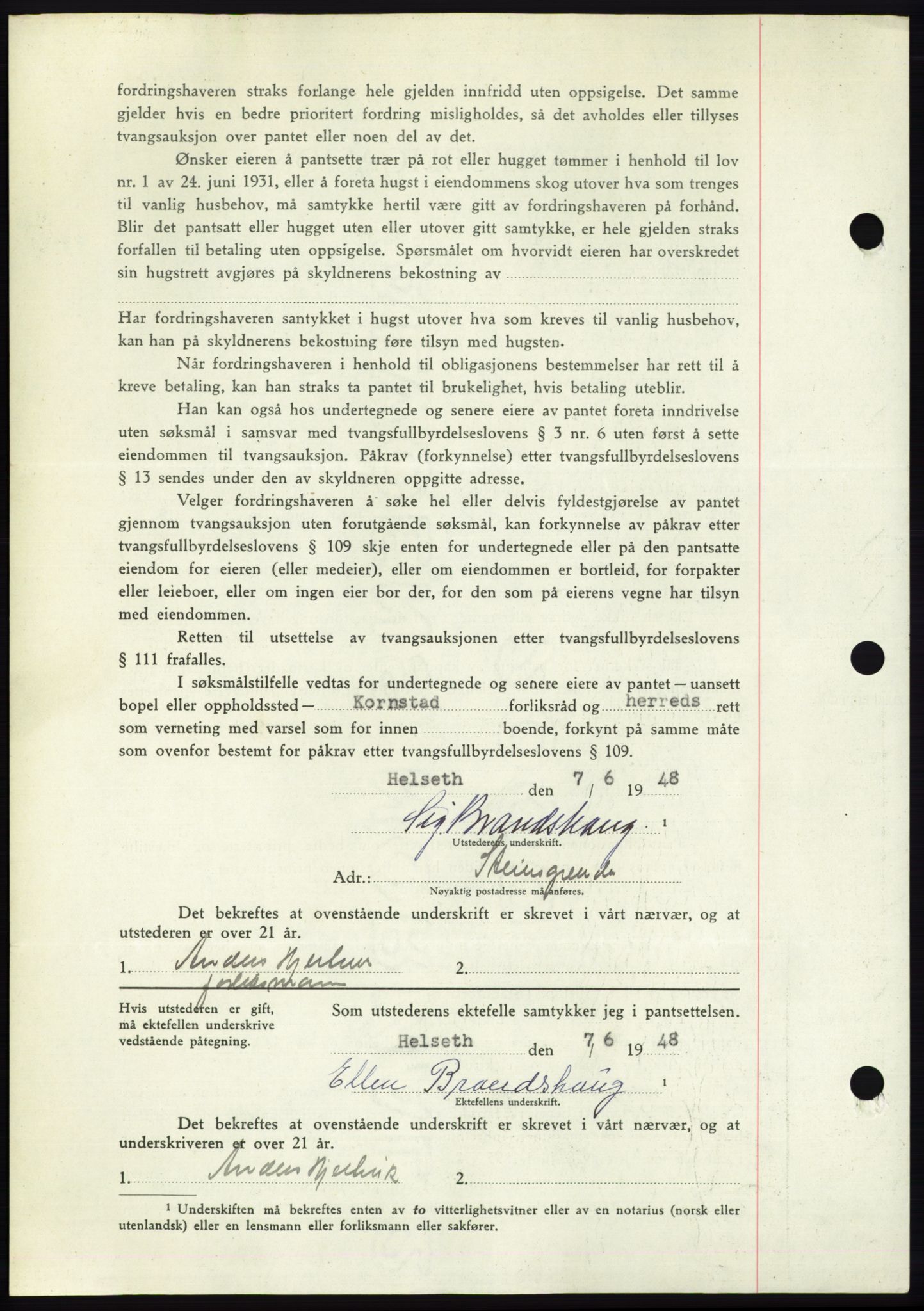 Nordmøre sorenskriveri, AV/SAT-A-4132/1/2/2Ca: Mortgage book no. B99, 1948-1948, Diary no: : 2020/1948