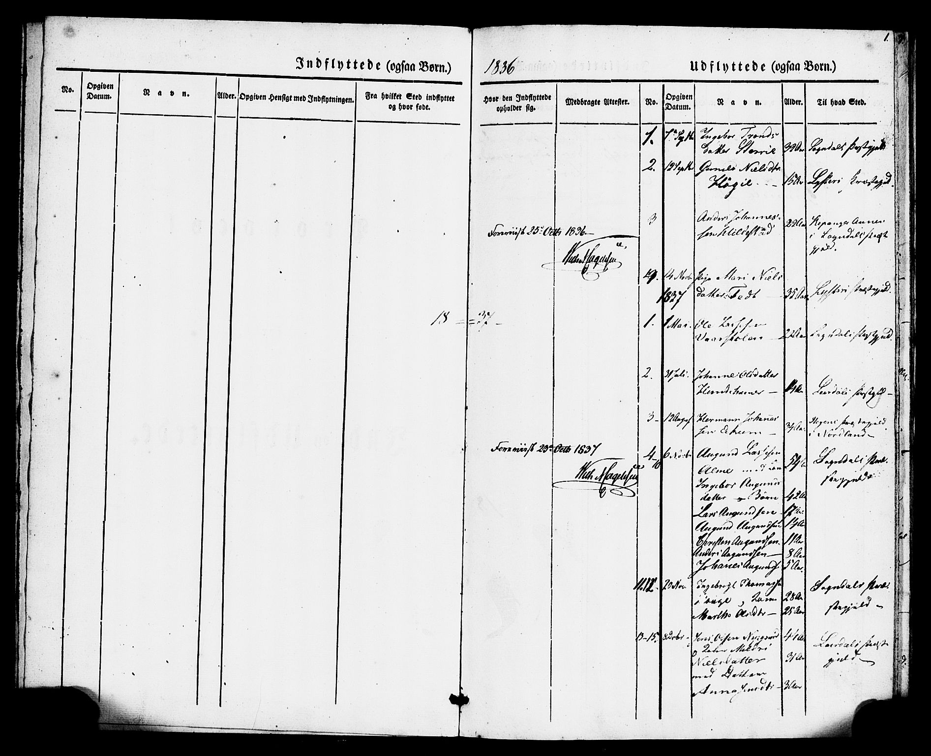 Hafslo sokneprestembete, AV/SAB-A-80301/H/Haa/Haaa/L0015: Parish register (official) no. A 15, 1836-1852, p. 1