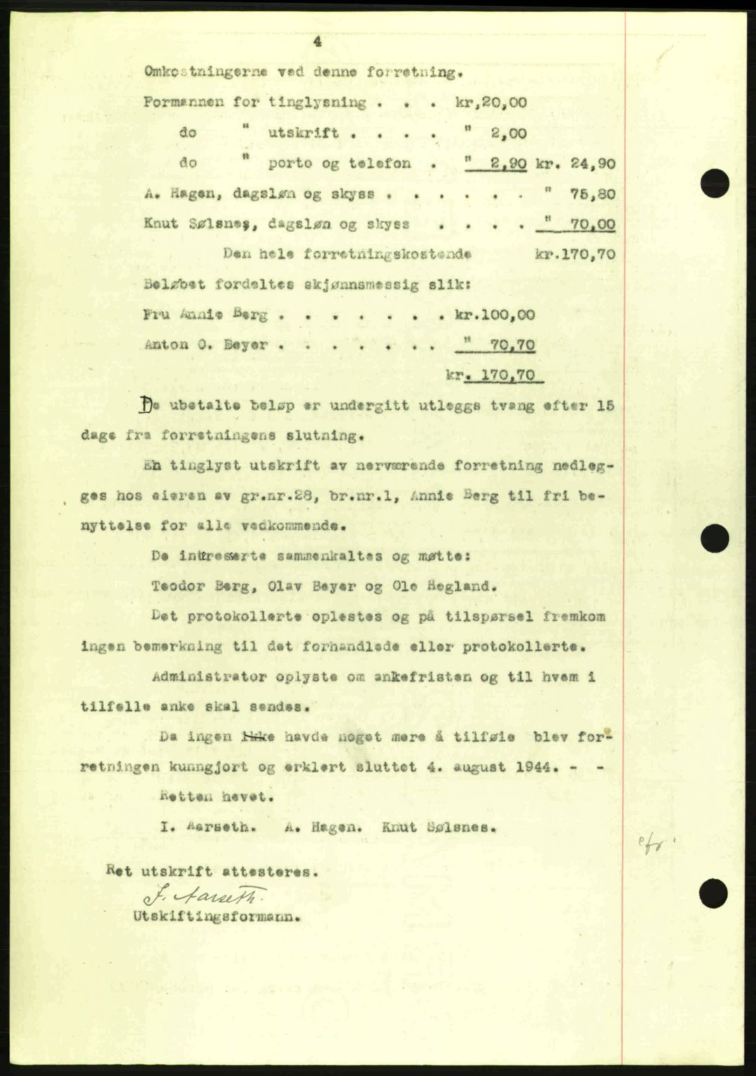 Romsdal sorenskriveri, AV/SAT-A-4149/1/2/2C: Mortgage book no. A17, 1944-1945, Diary no: : 97/1945