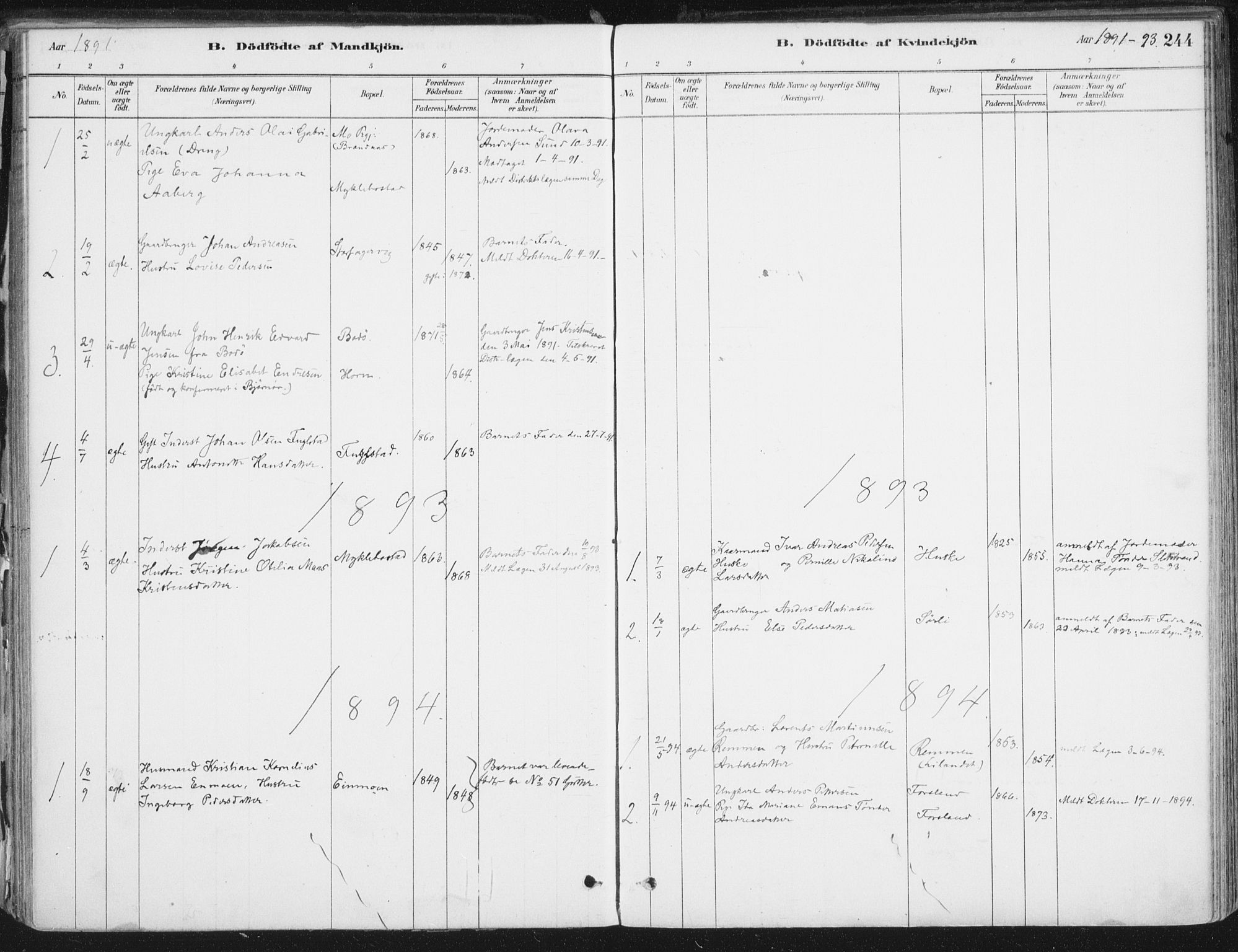 Ministerialprotokoller, klokkerbøker og fødselsregistre - Nordland, AV/SAT-A-1459/838/L0552: Parish register (official) no. 838A10, 1880-1910, p. 244