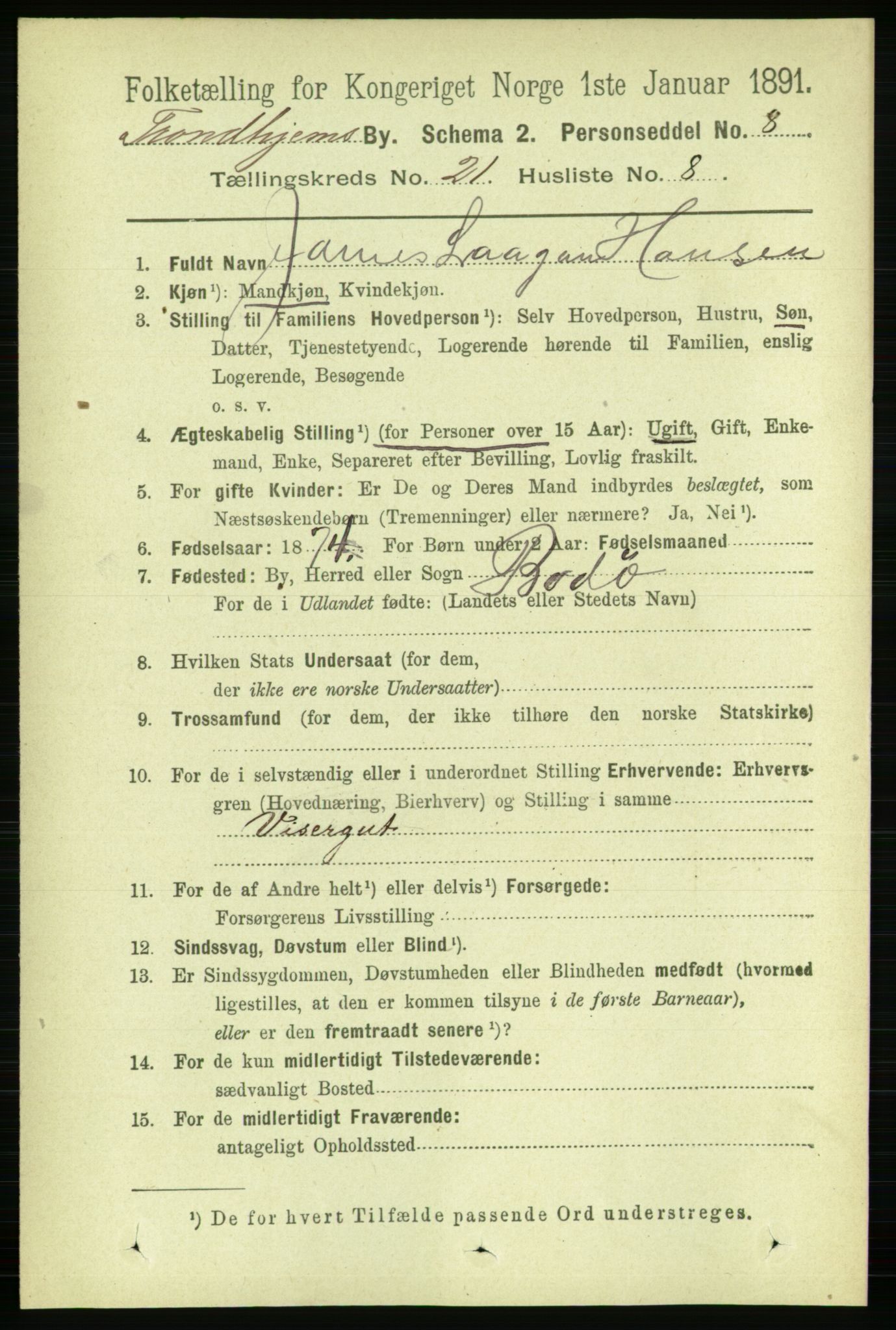 RA, 1891 census for 1601 Trondheim, 1891, p. 15950