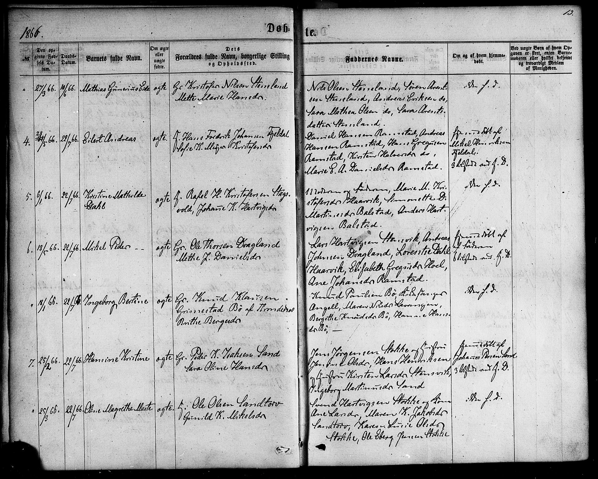 Ministerialprotokoller, klokkerbøker og fødselsregistre - Nordland, AV/SAT-A-1459/865/L0923: Parish register (official) no. 865A01, 1864-1884, p. 13