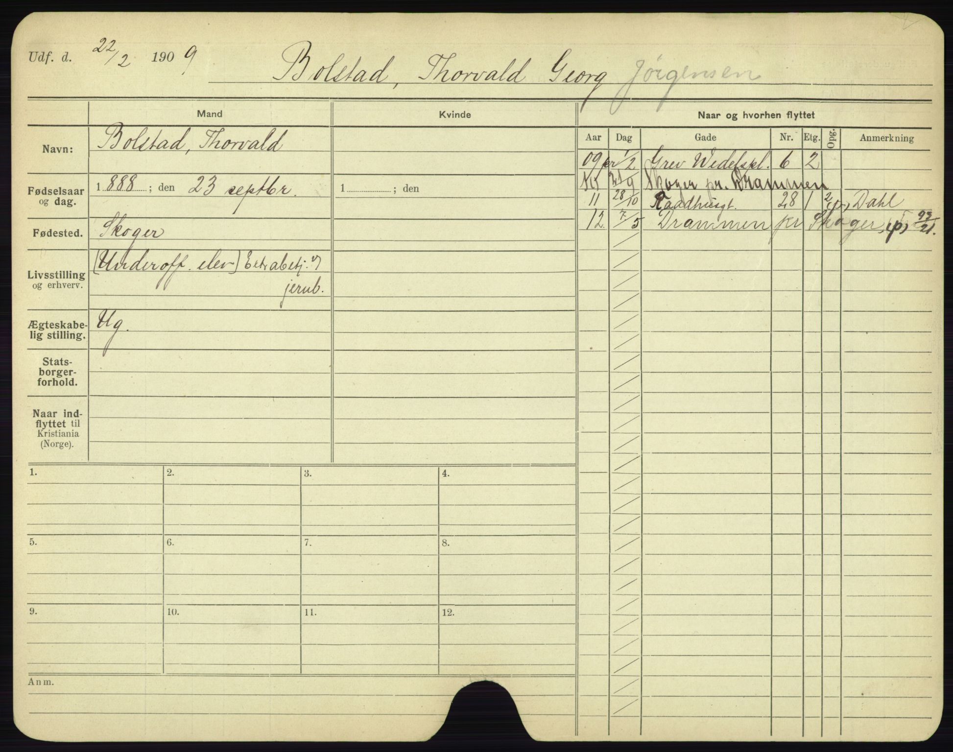 Oslo folkeregister, Registerkort, AV/SAO-A-11715/F/Fa/Fac/L0002: Menn, 1906-1914, p. 98a