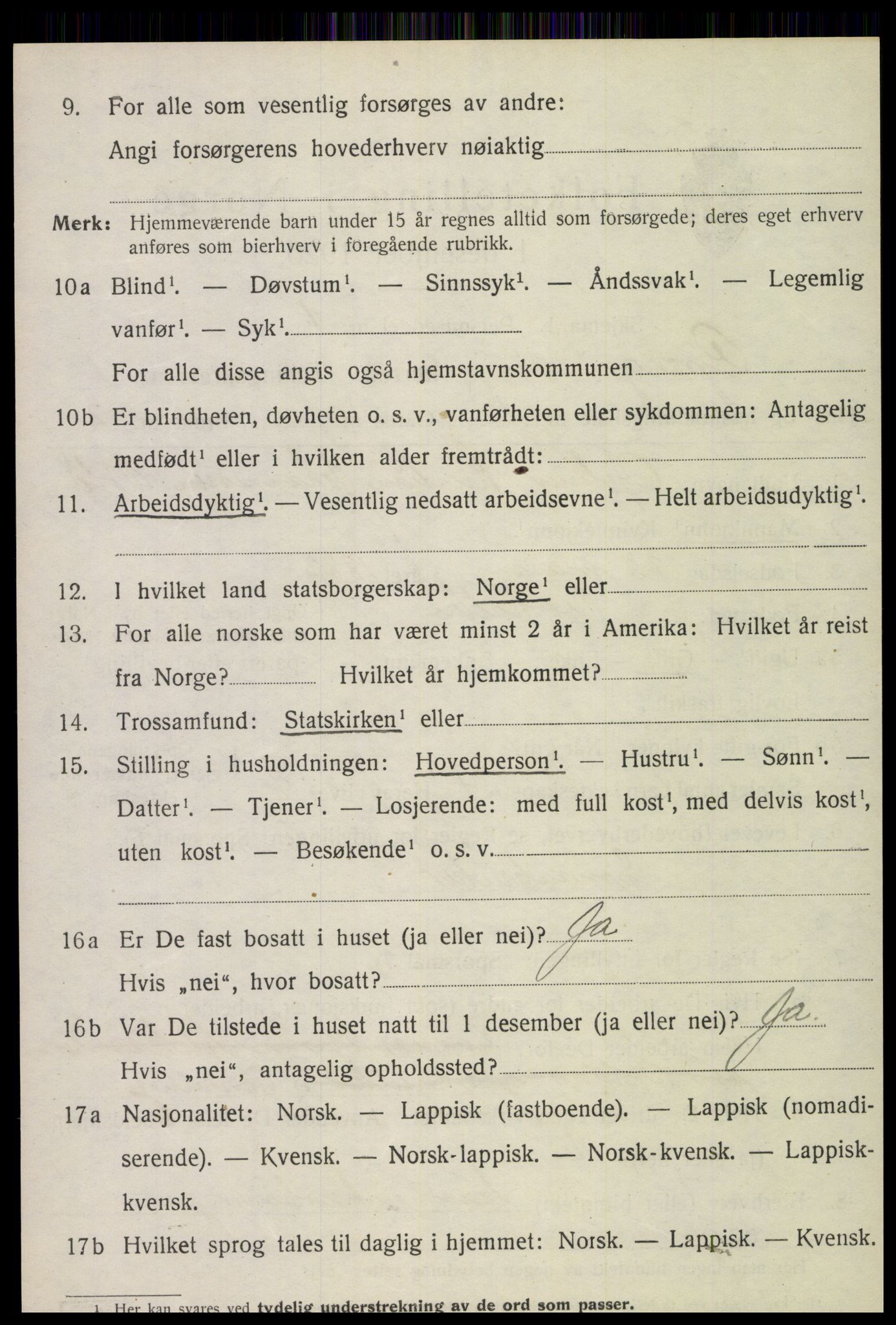 SAT, 1920 census for Grong, 1920, p. 1226