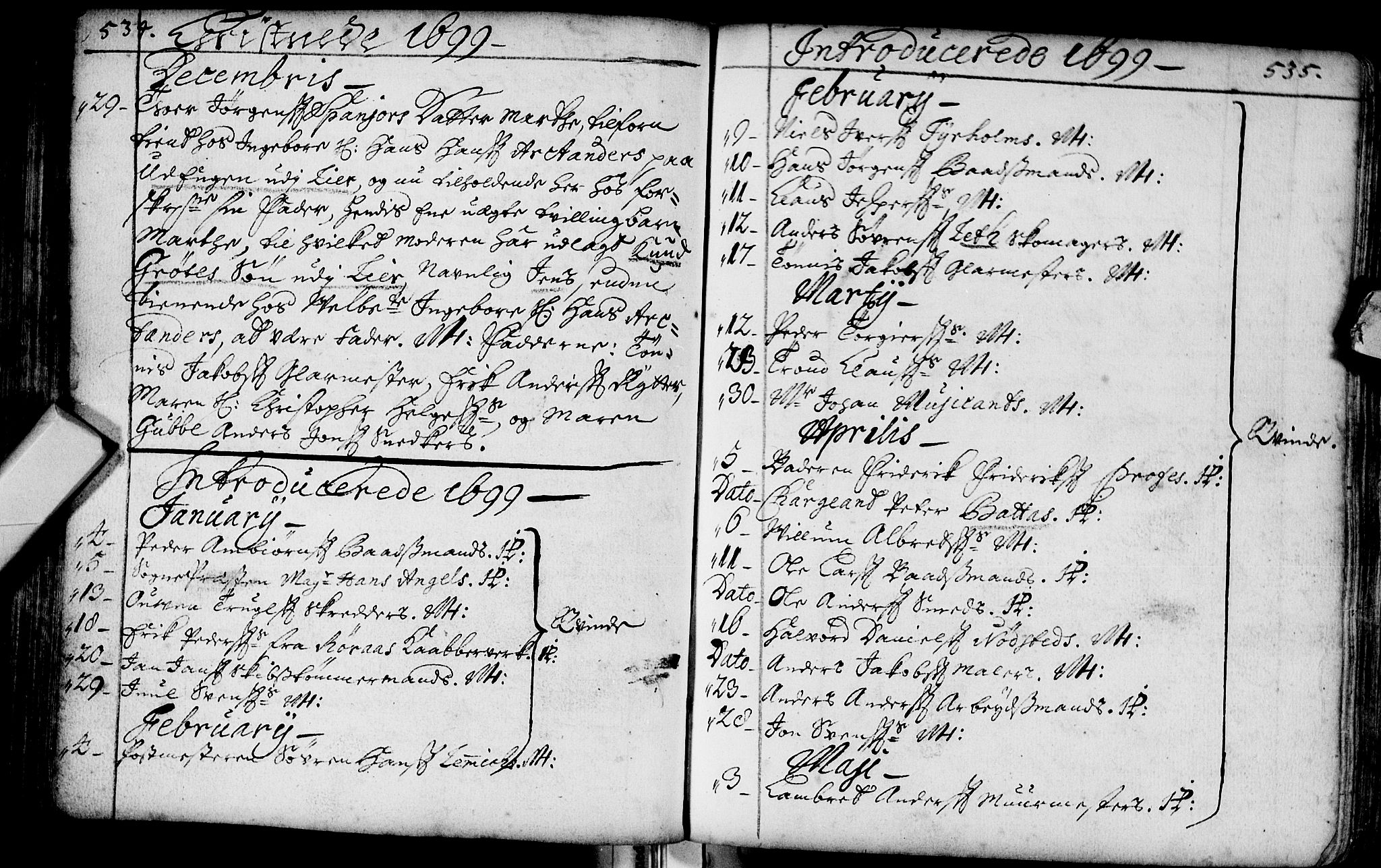 Bragernes kirkebøker, AV/SAKO-A-6/F/Fa/L0002: Parish register (official) no. I 2, 1680-1705, p. 534-535