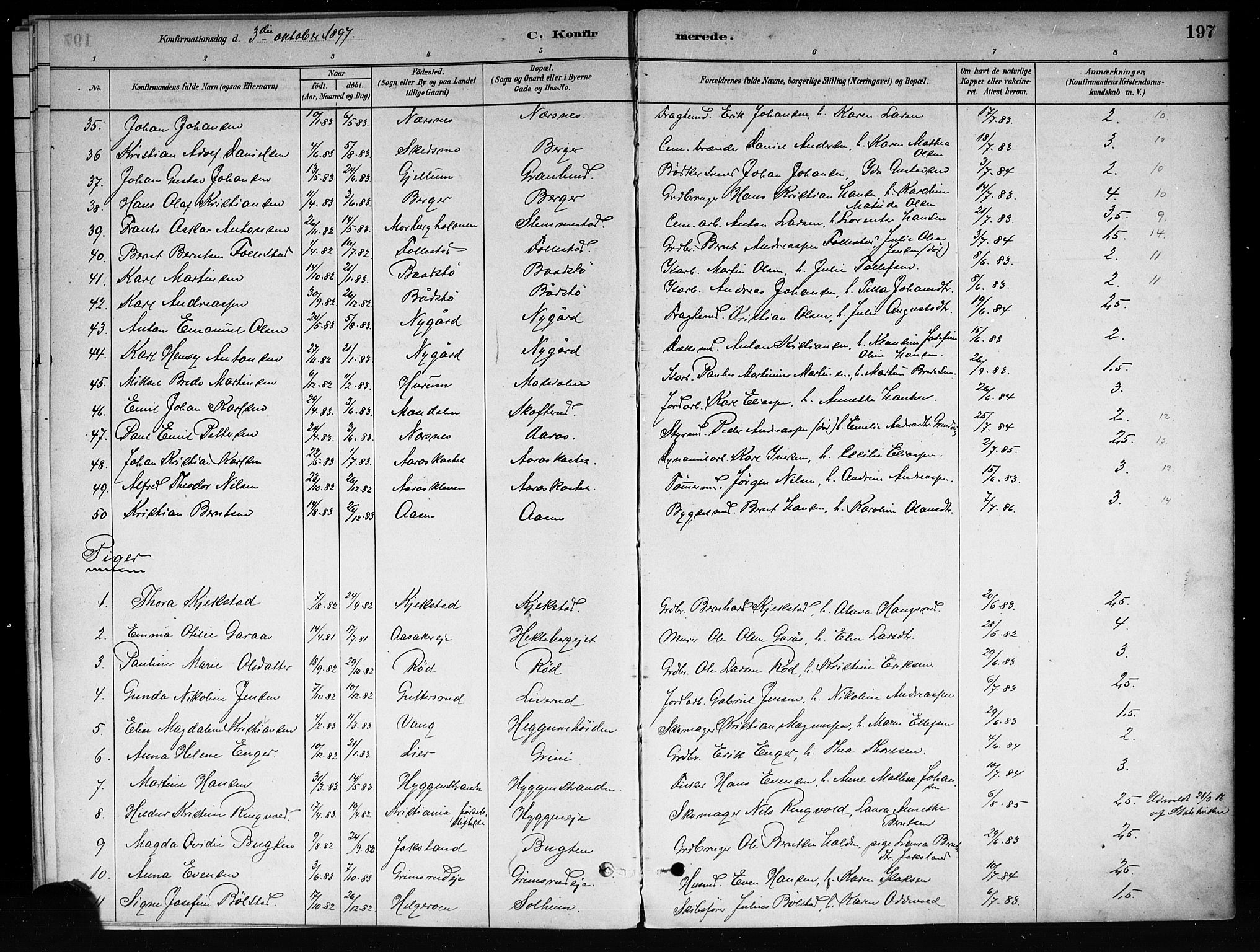 Røyken kirkebøker, AV/SAKO-A-241/F/Fa/L0008: Parish register (official) no. 8, 1880-1897, p. 197