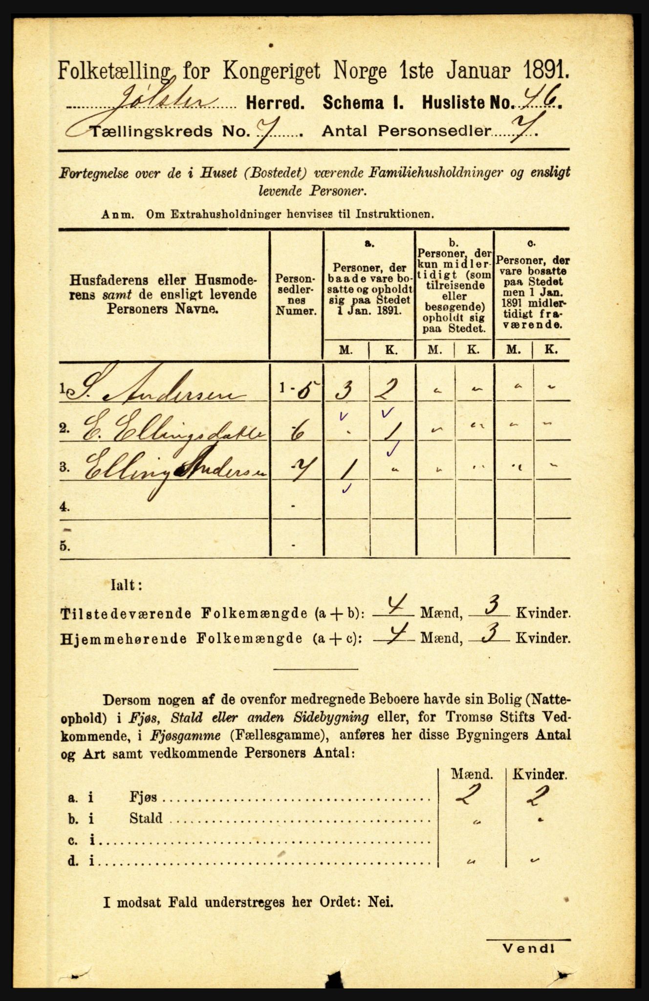 RA, 1891 census for 1431 Jølster, 1891, p. 2451