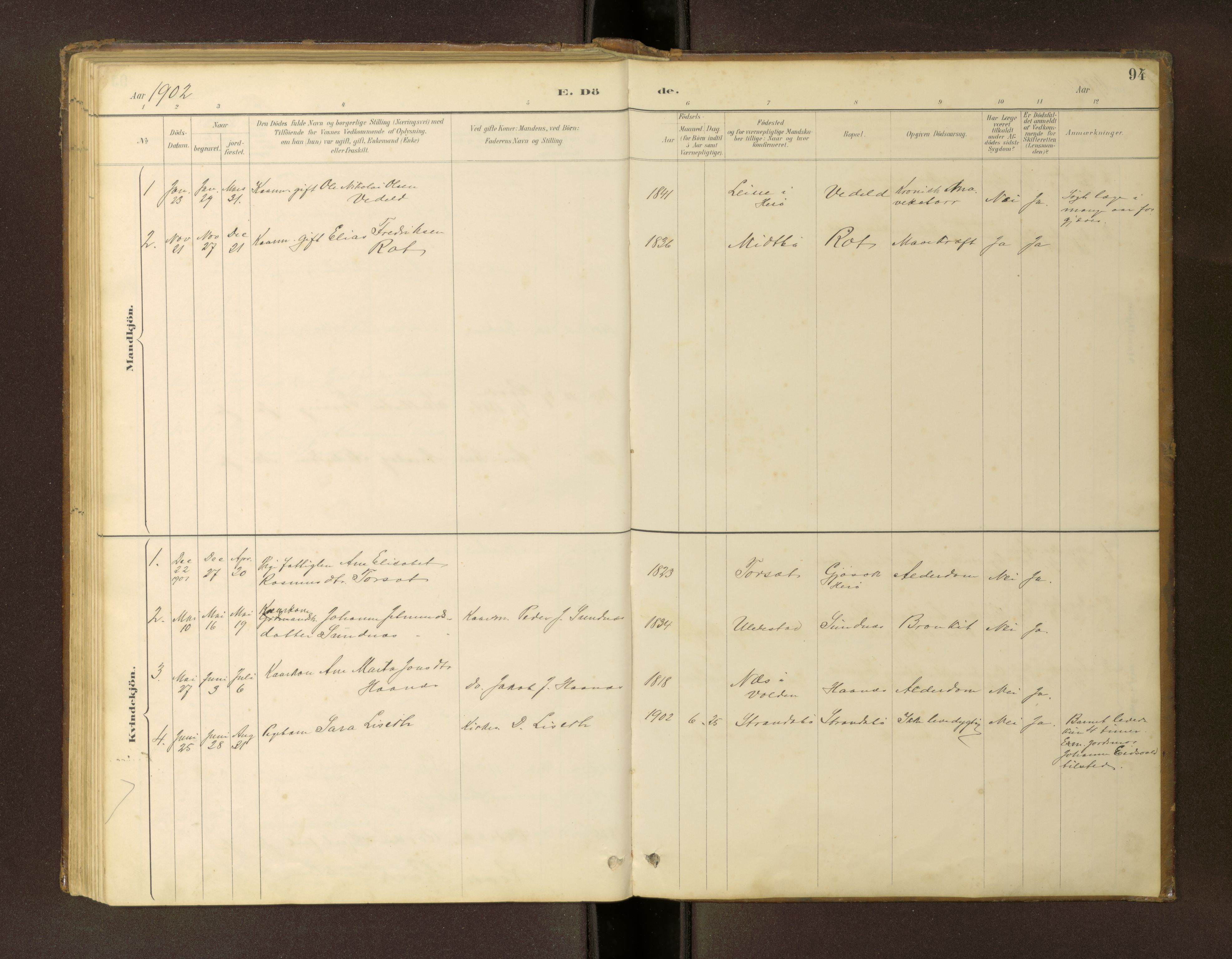 Ministerialprotokoller, klokkerbøker og fødselsregistre - Møre og Romsdal, SAT/A-1454/504/L0060: Parish register (copy) no. 504C02, 1884-1903, p. 94