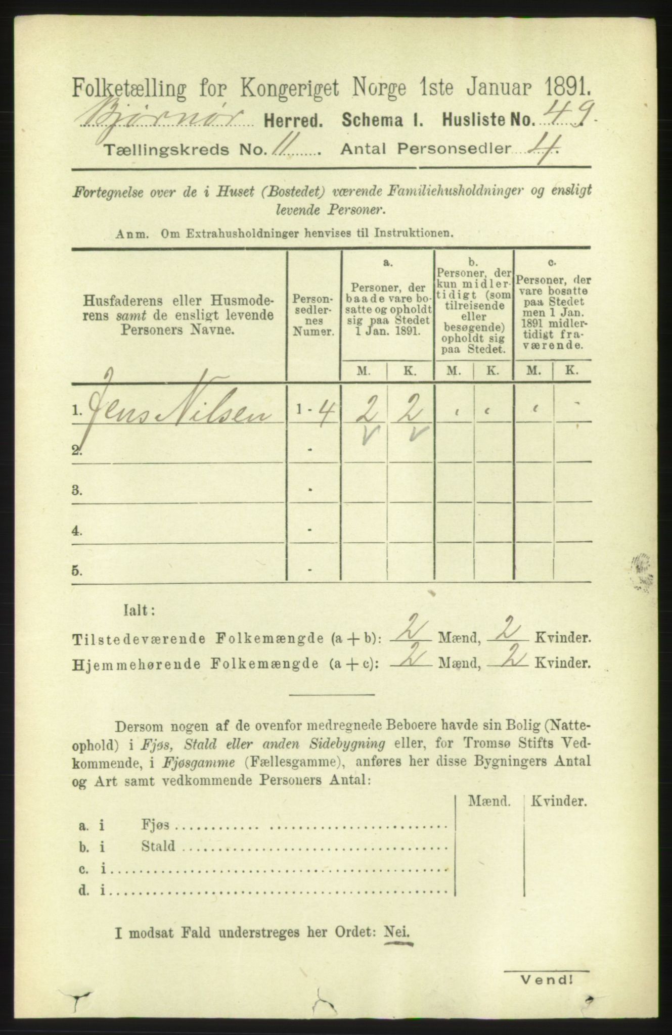 RA, 1891 census for 1632 Bjørnør, 1891, p. 4652