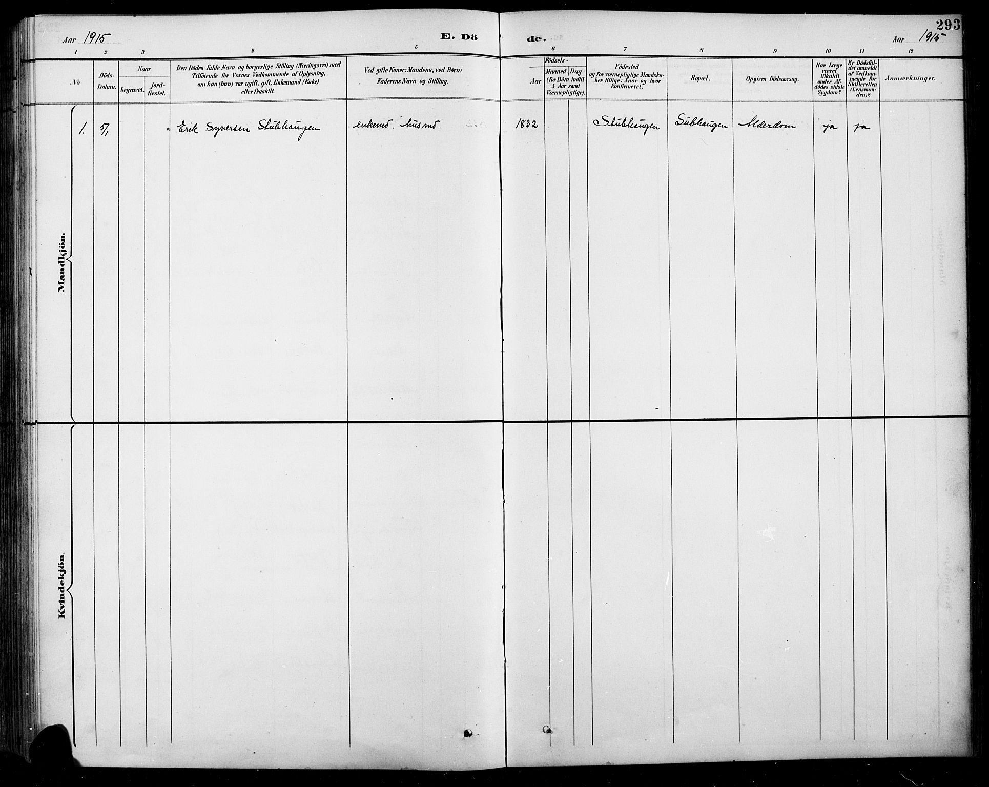 Sel prestekontor, SAH/PREST-074/H/Ha/Hab/L0001: Parish register (copy) no. 1, 1894-1923, p. 293