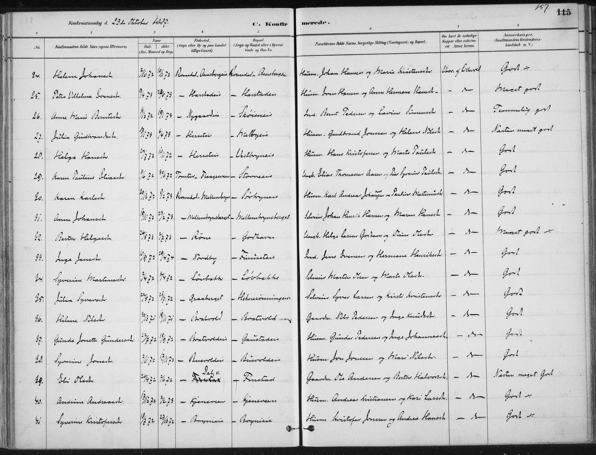 Romedal prestekontor, AV/SAH-PREST-004/K/L0010: Parish register (official) no. 10, 1880-1895, p. 157