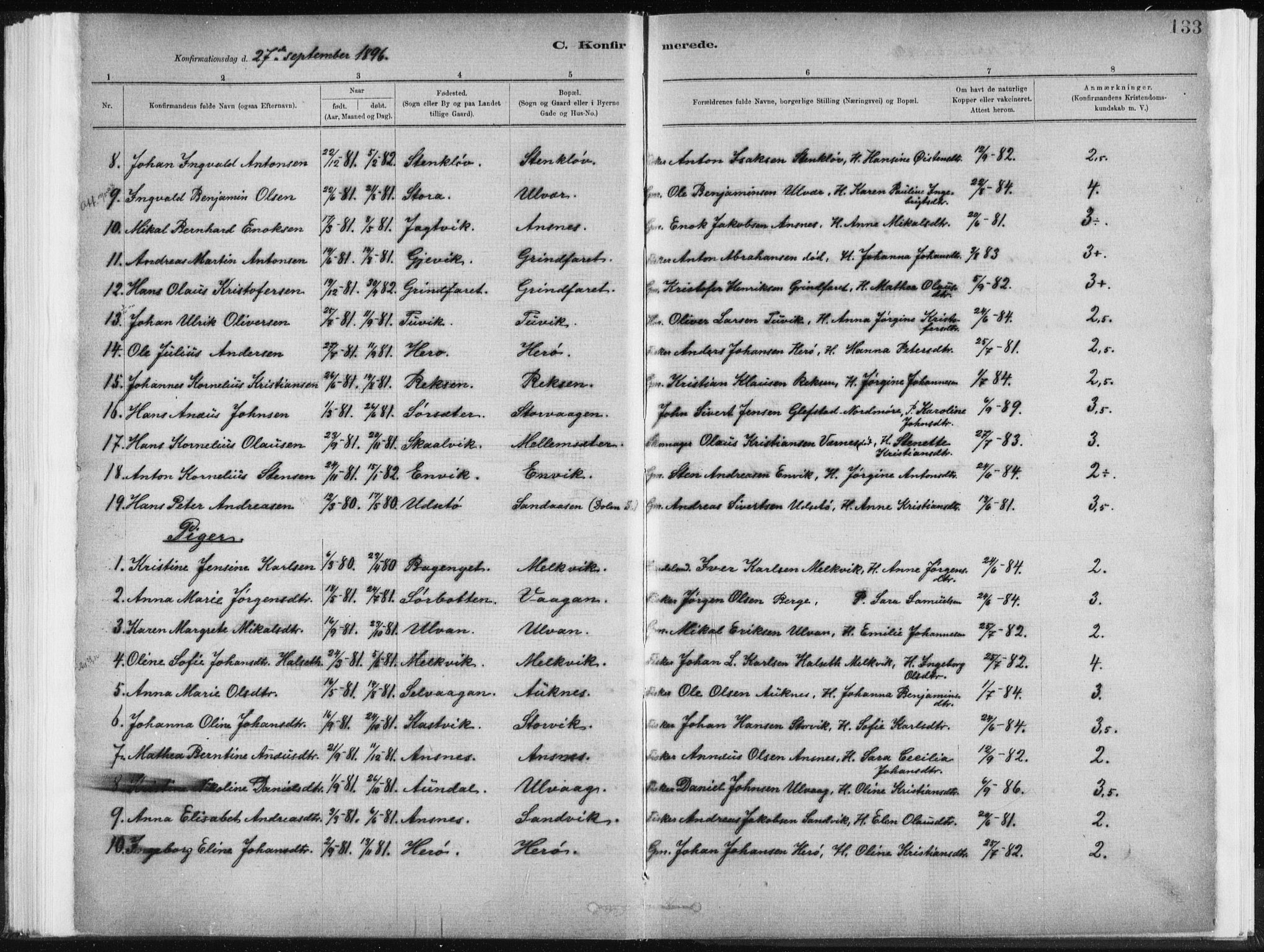 Ministerialprotokoller, klokkerbøker og fødselsregistre - Sør-Trøndelag, AV/SAT-A-1456/637/L0558: Parish register (official) no. 637A01, 1882-1899, p. 133