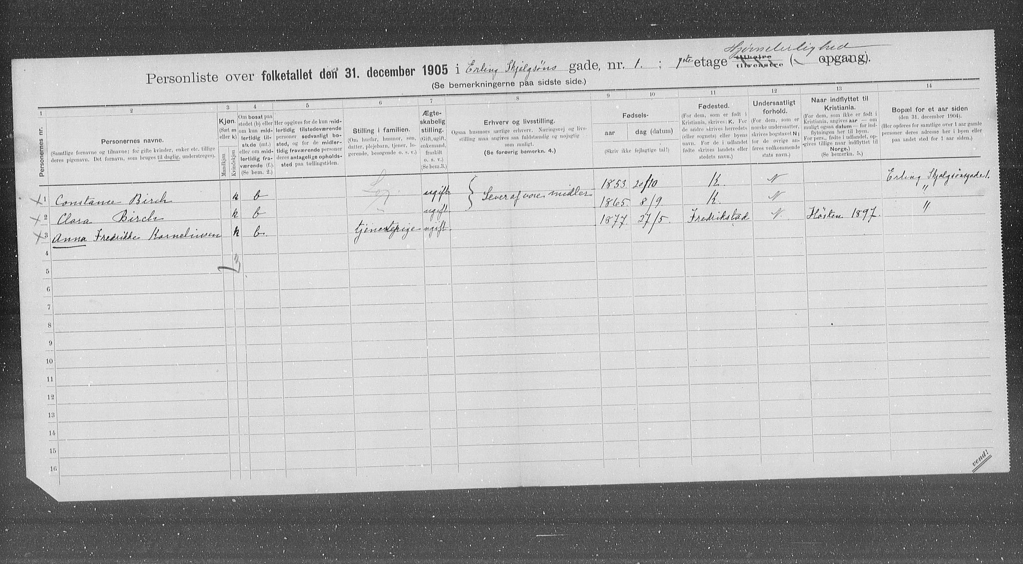 OBA, Municipal Census 1905 for Kristiania, 1905, p. 11419