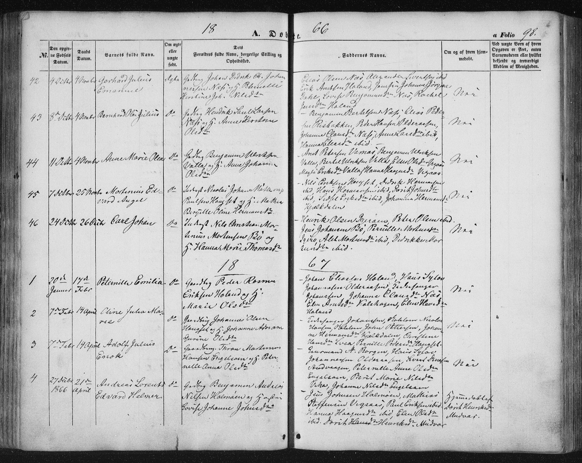 Ministerialprotokoller, klokkerbøker og fødselsregistre - Nordland, AV/SAT-A-1459/816/L0240: Parish register (official) no. 816A06, 1846-1870, p. 98