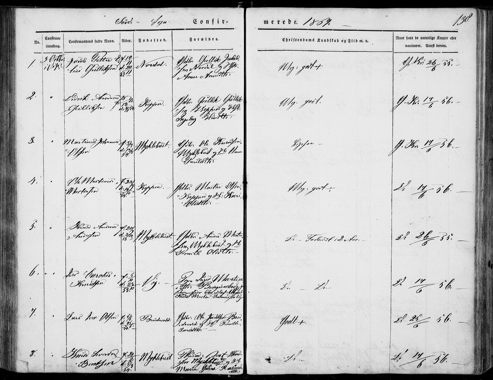 Ministerialprotokoller, klokkerbøker og fødselsregistre - Møre og Romsdal, AV/SAT-A-1454/502/L0023: Parish register (official) no. 502A01, 1844-1873, p. 138