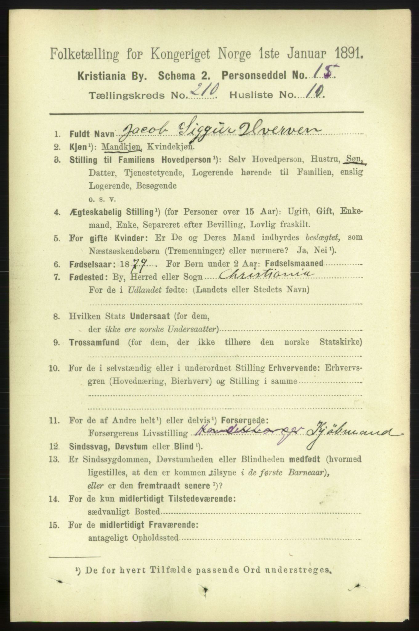 RA, 1891 census for 0301 Kristiania, 1891, p. 125826