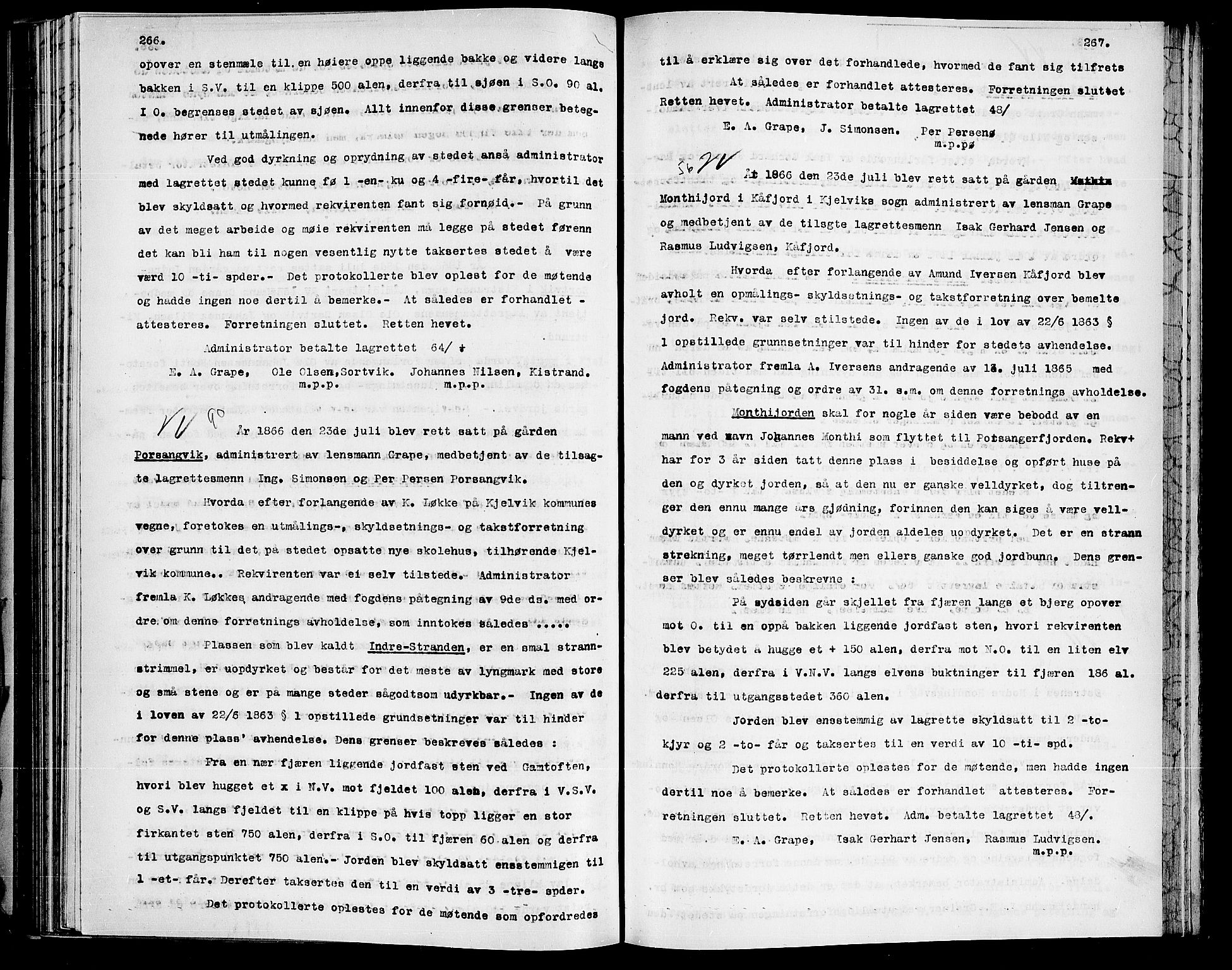 Lensmannen i Kistrand*, SATØ/-, 1858-1882, p. 266-267