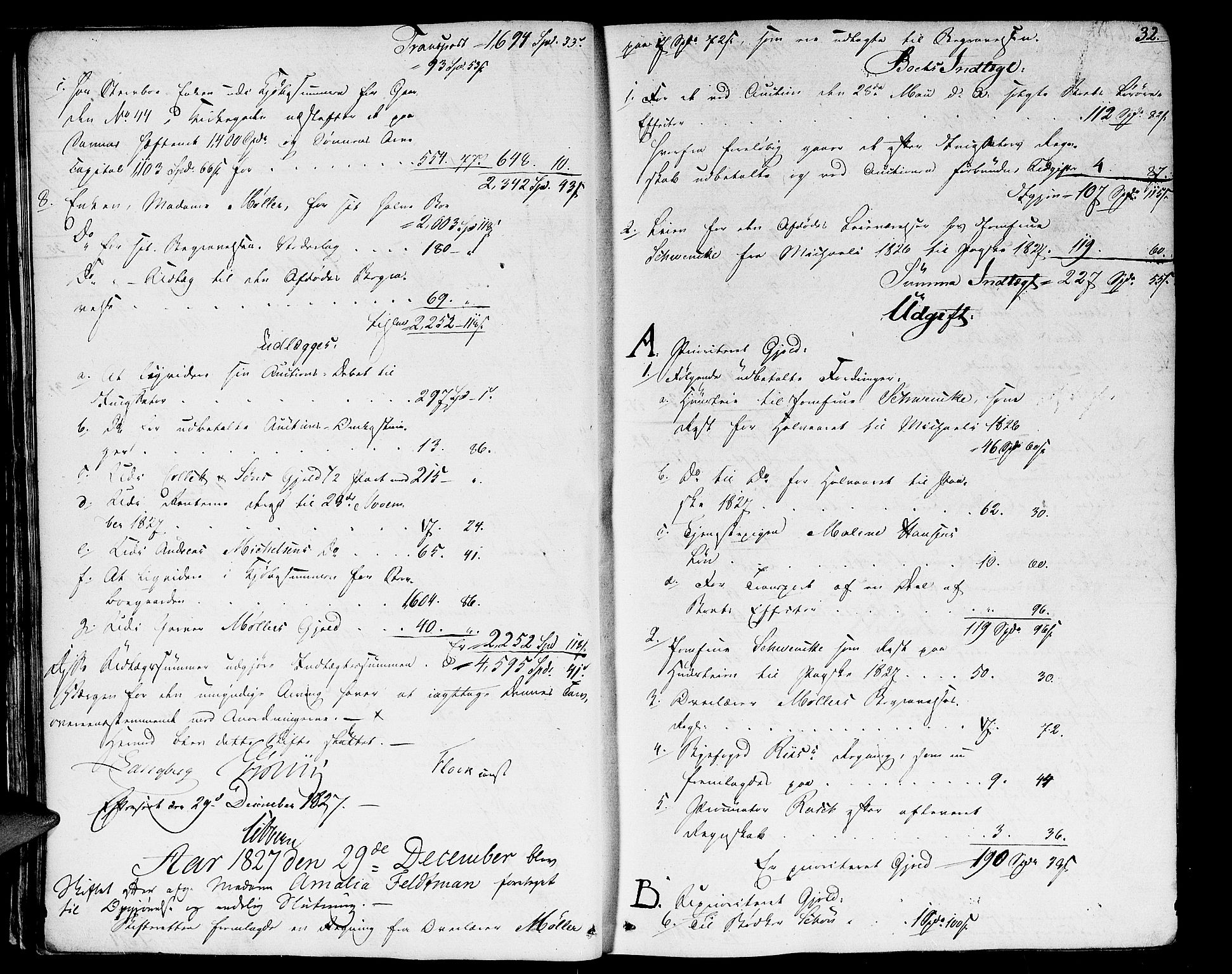 Oslo skifterett, AV/SAO-A-10383/H/Hd/Hda/L0001a: Skifteutlodningsprotokoll, 1827-1839, p. 31b-32a