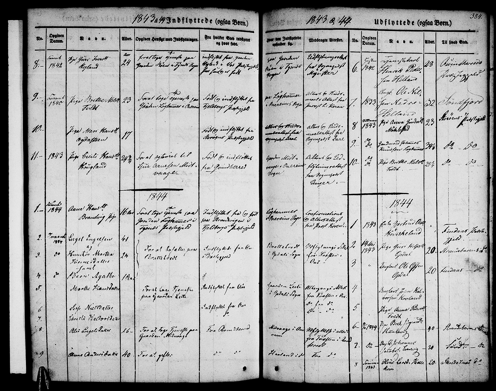 Tysnes sokneprestembete, SAB/A-78601/H/Haa: Parish register (official) no. A 9, 1837-1848, p. 384