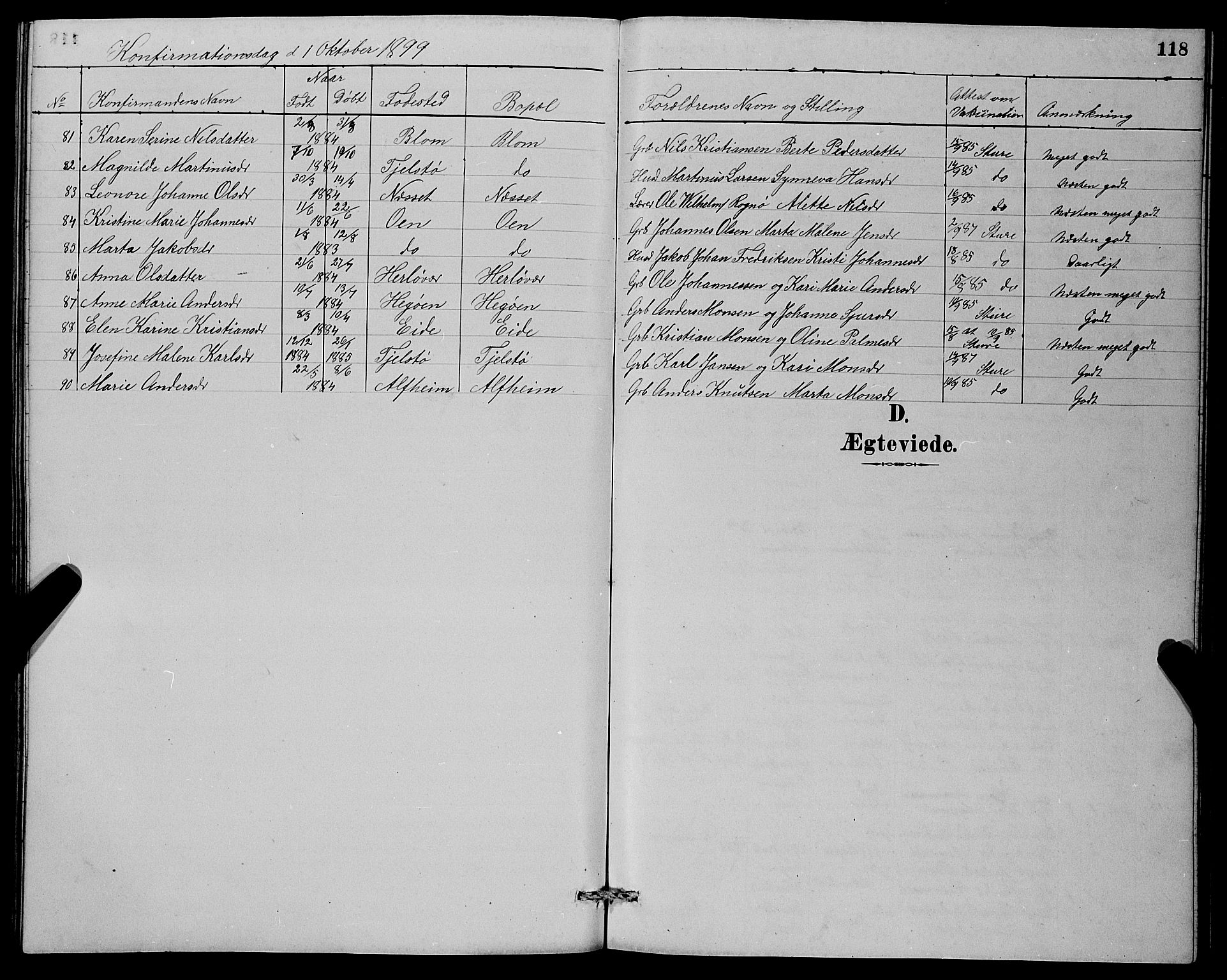 Herdla Sokneprestembete, SAB/A-75701/H/Hab: Parish register (copy) no. A 3, 1889-1899, p. 118