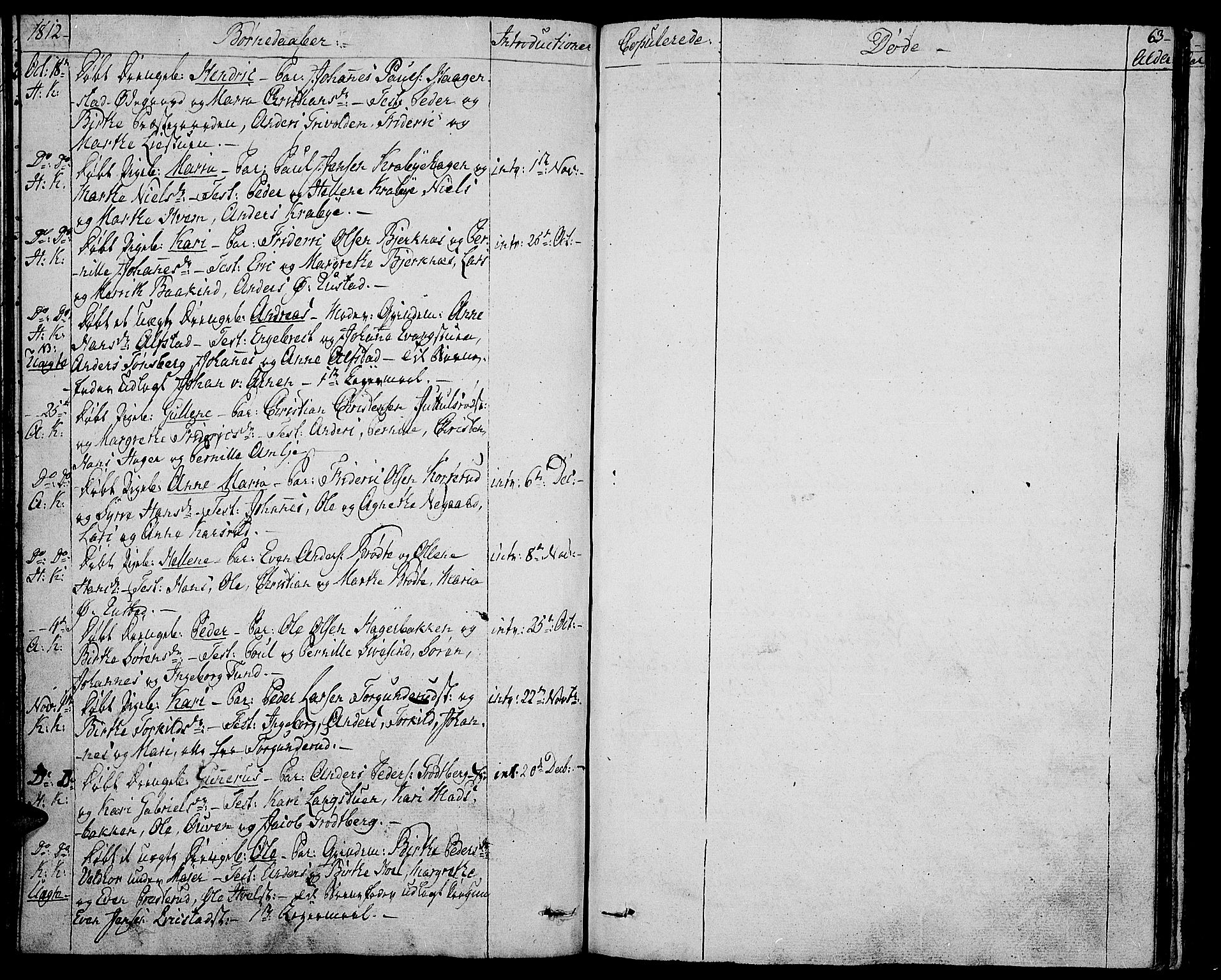 Toten prestekontor, AV/SAH-PREST-102/H/Ha/Haa/L0008: Parish register (official) no. 8, 1809-1814, p. 63