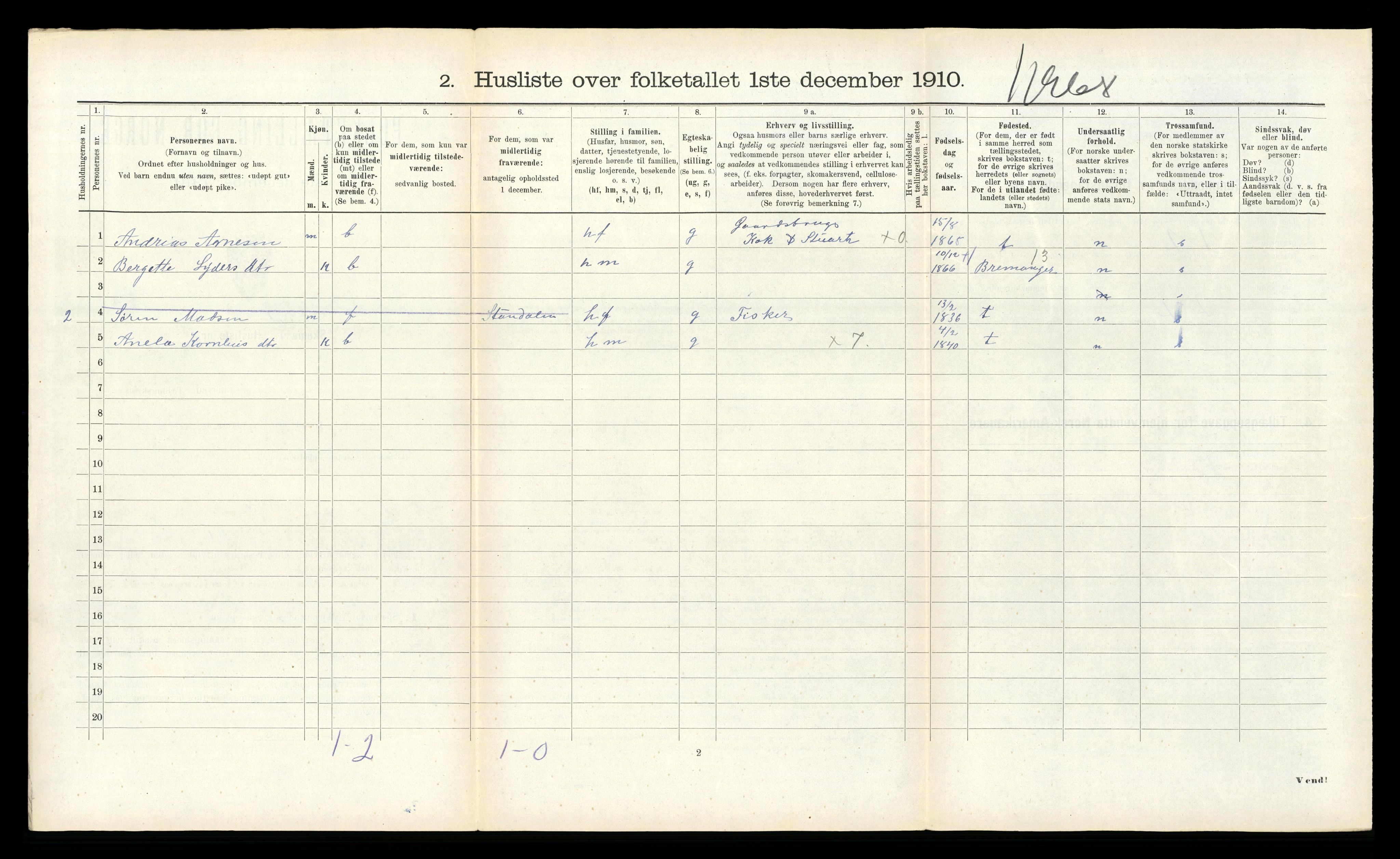 RA, 1910 census for Kinn, 1910, p. 1235