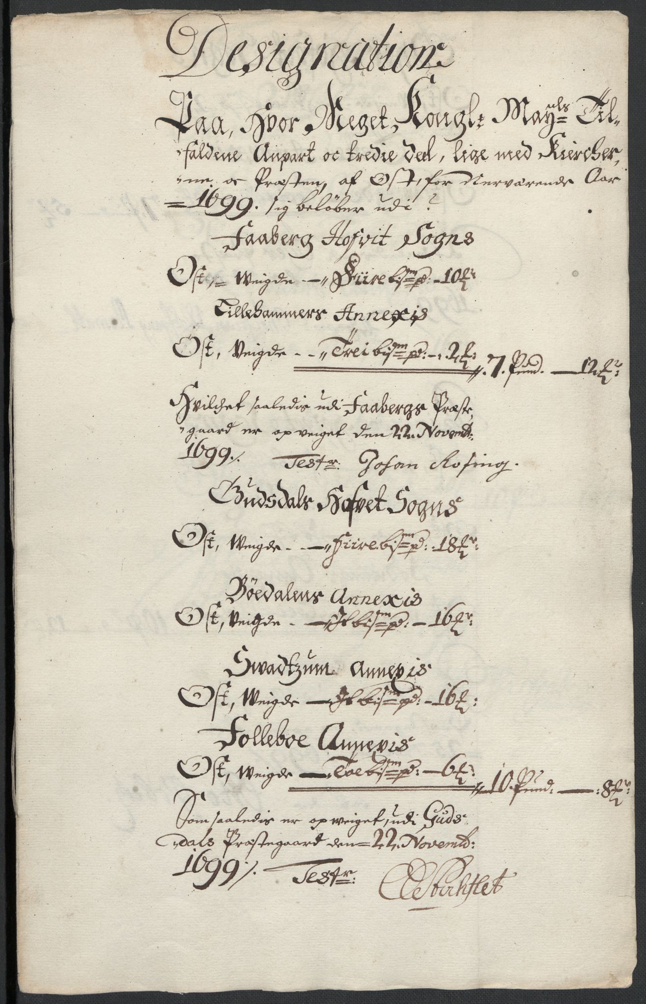 Rentekammeret inntil 1814, Reviderte regnskaper, Fogderegnskap, AV/RA-EA-4092/R17/L1172: Fogderegnskap Gudbrandsdal, 1699, p. 153